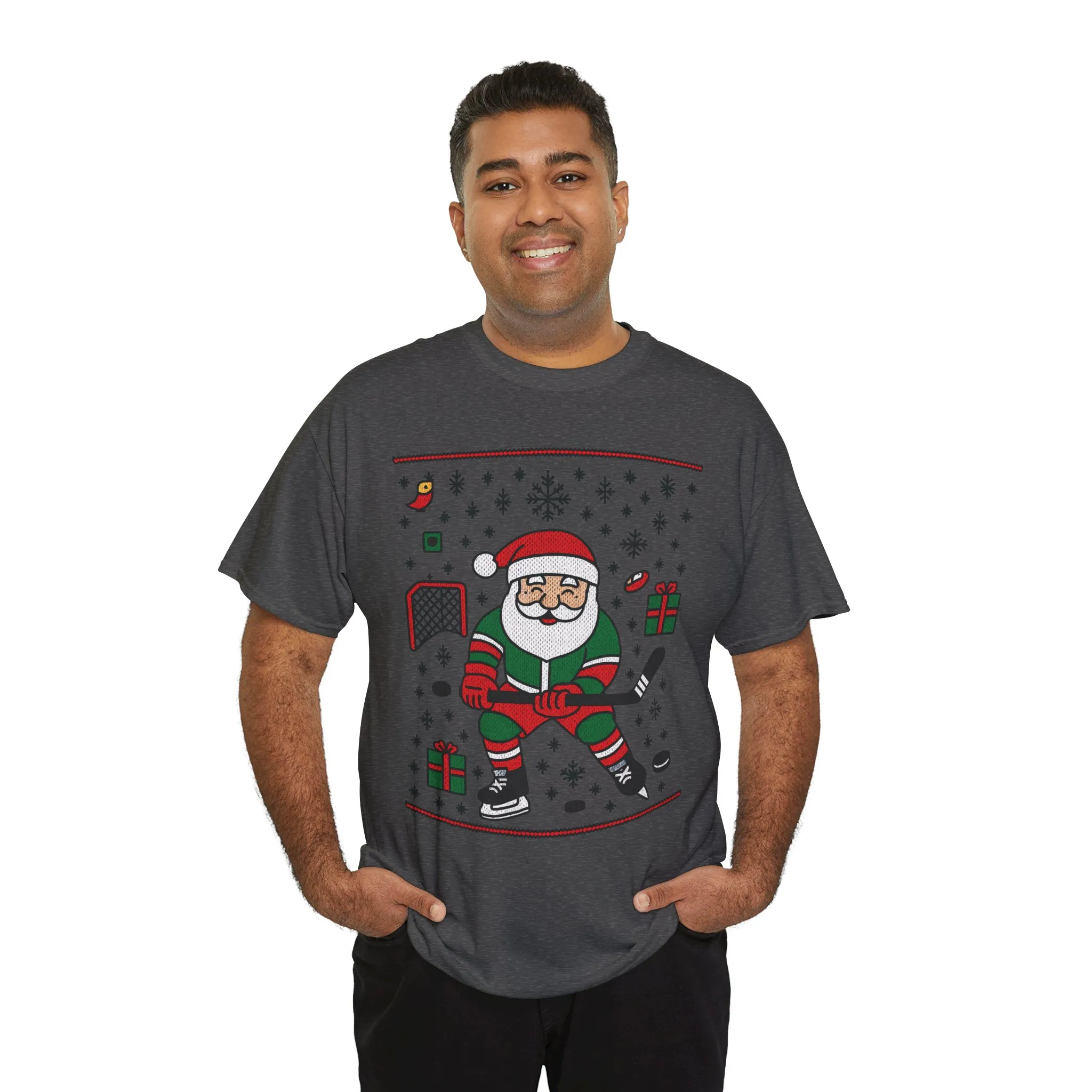 Hockey Santa Men's Christmas T-Shirt, Funny Sports Holiday Tee - Image 18