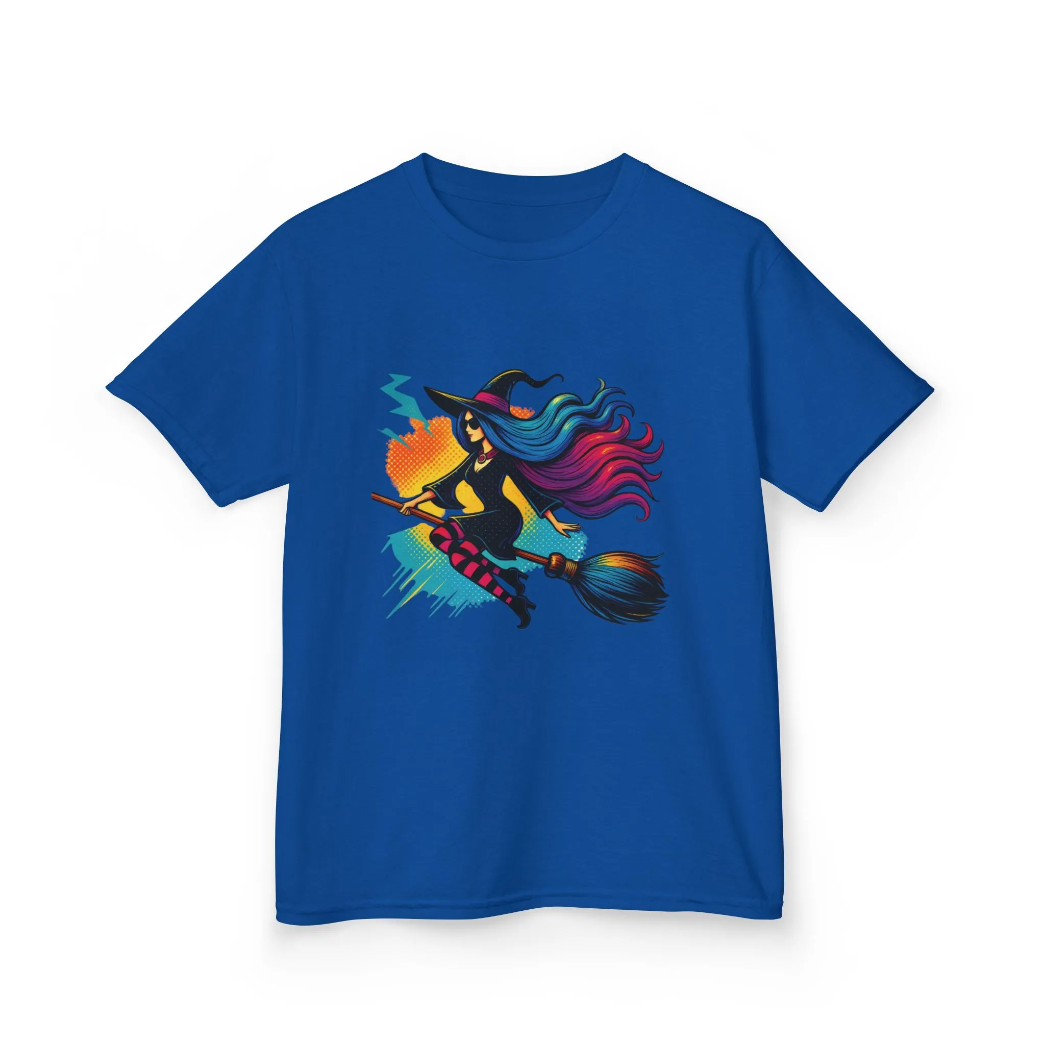 Girls Witch T-Shirt, Colorful Halloween Witch Graphic Tee for Kids, Fun Spooky Broomstick Shirt, Gift for Girls - Image 13