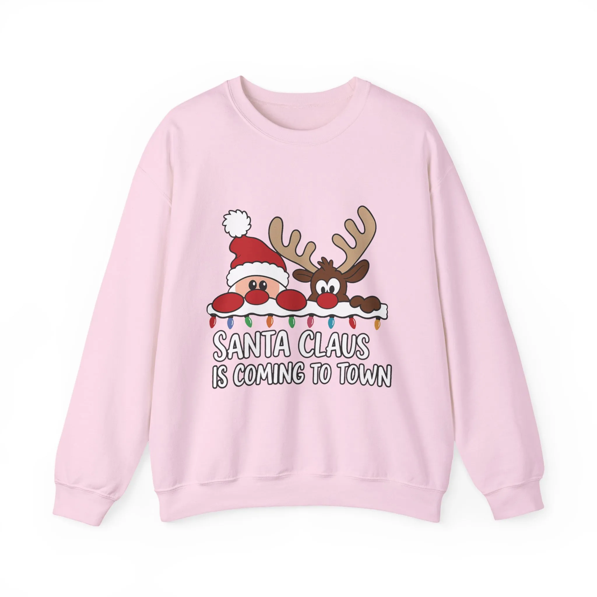 Santa Claus Is Coming to Town Women's Christmas Sweatshirt, Cute Santa - Reindeer Holiday Jumper - Image 24
