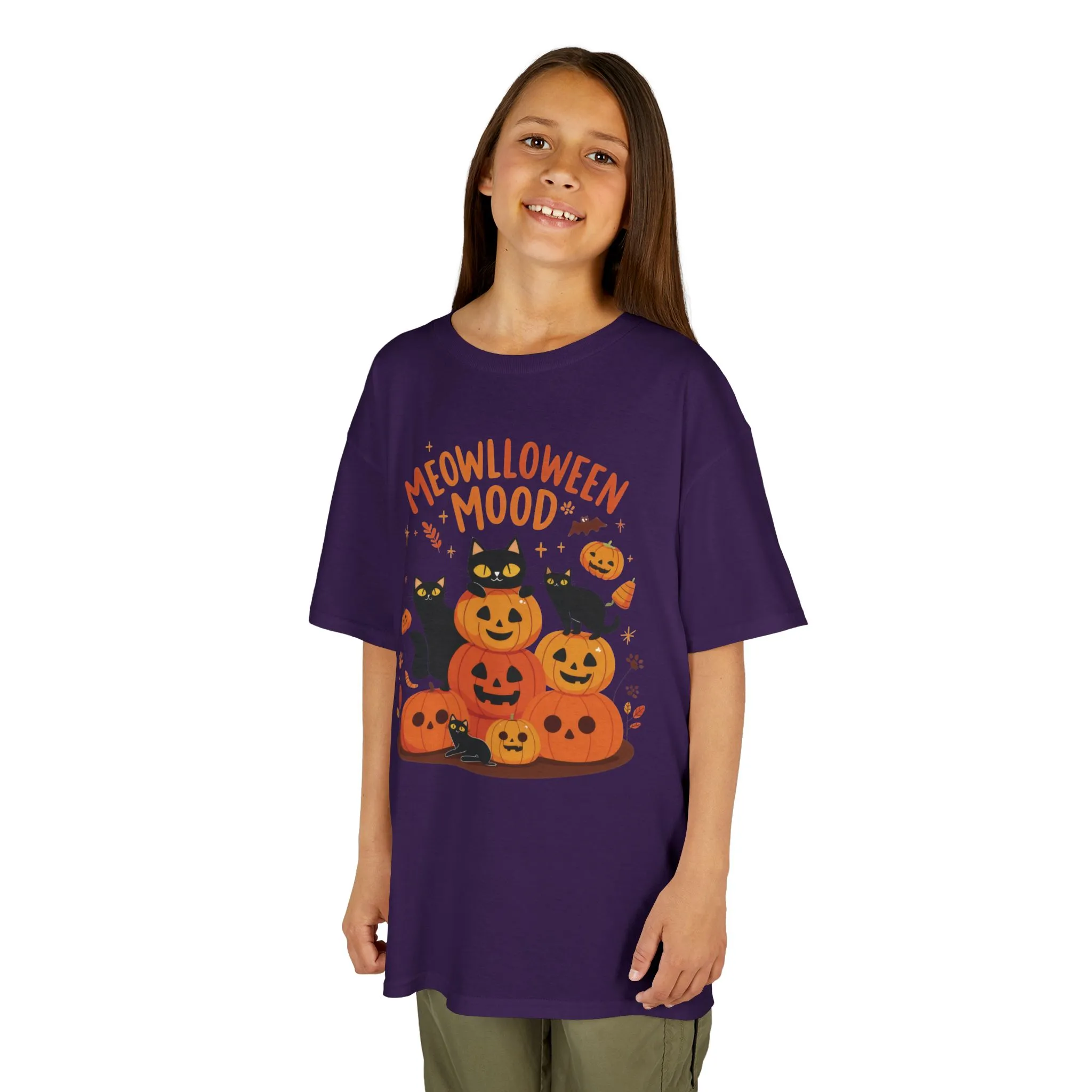 Meowlloween Mood Kids Shirt, Cute Black Cat Halloween T-Shirt for Girls and Boys, Funny Pumpkin Cat Tee, Cozy Fall Cat Lover Gift - Image 23