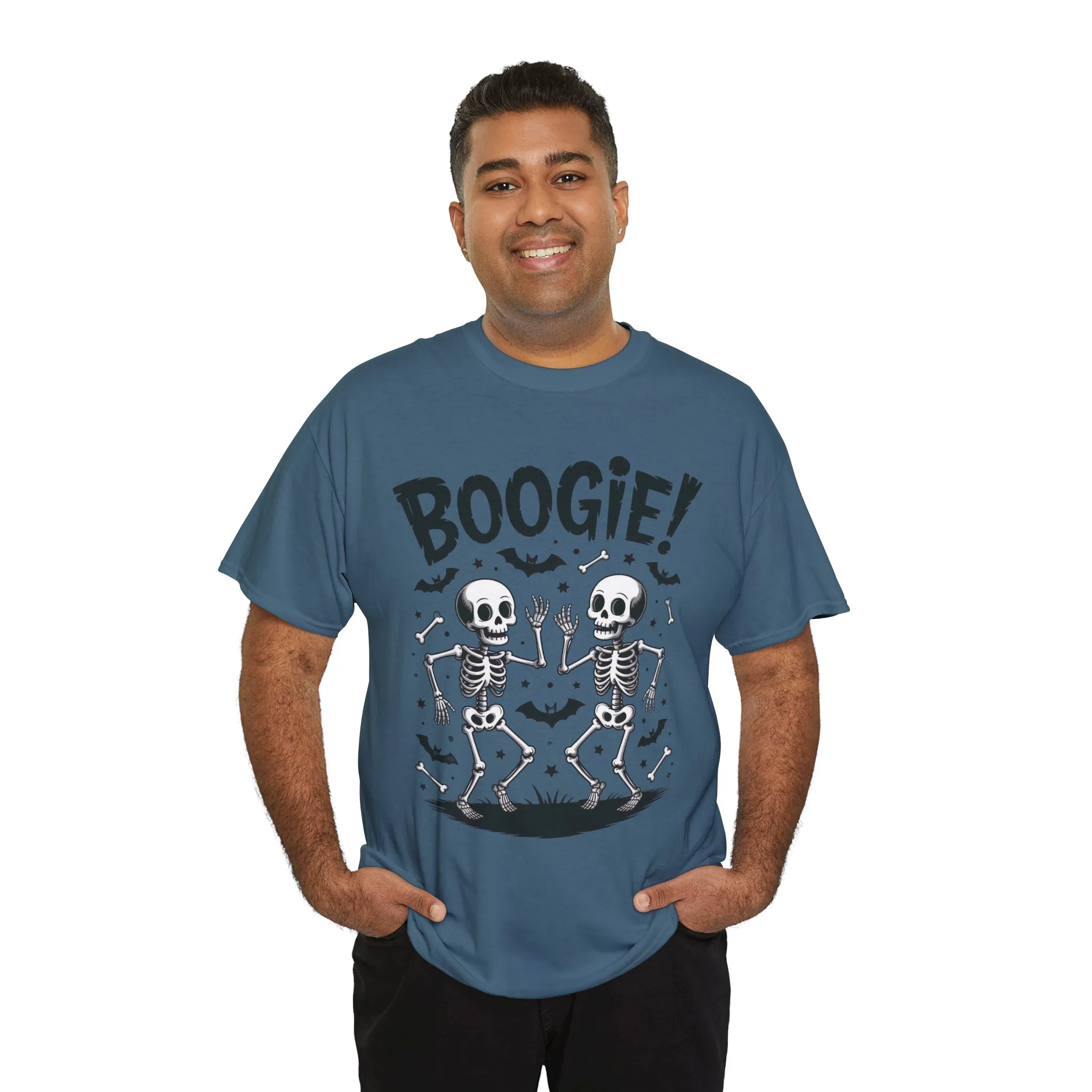 BOOGIE! Dancing Skeleton Halloween Mens's T-Shirt, Funny Spooky Graphic Tee for Men, Men'sHeavy Cotton Tee - Image 12