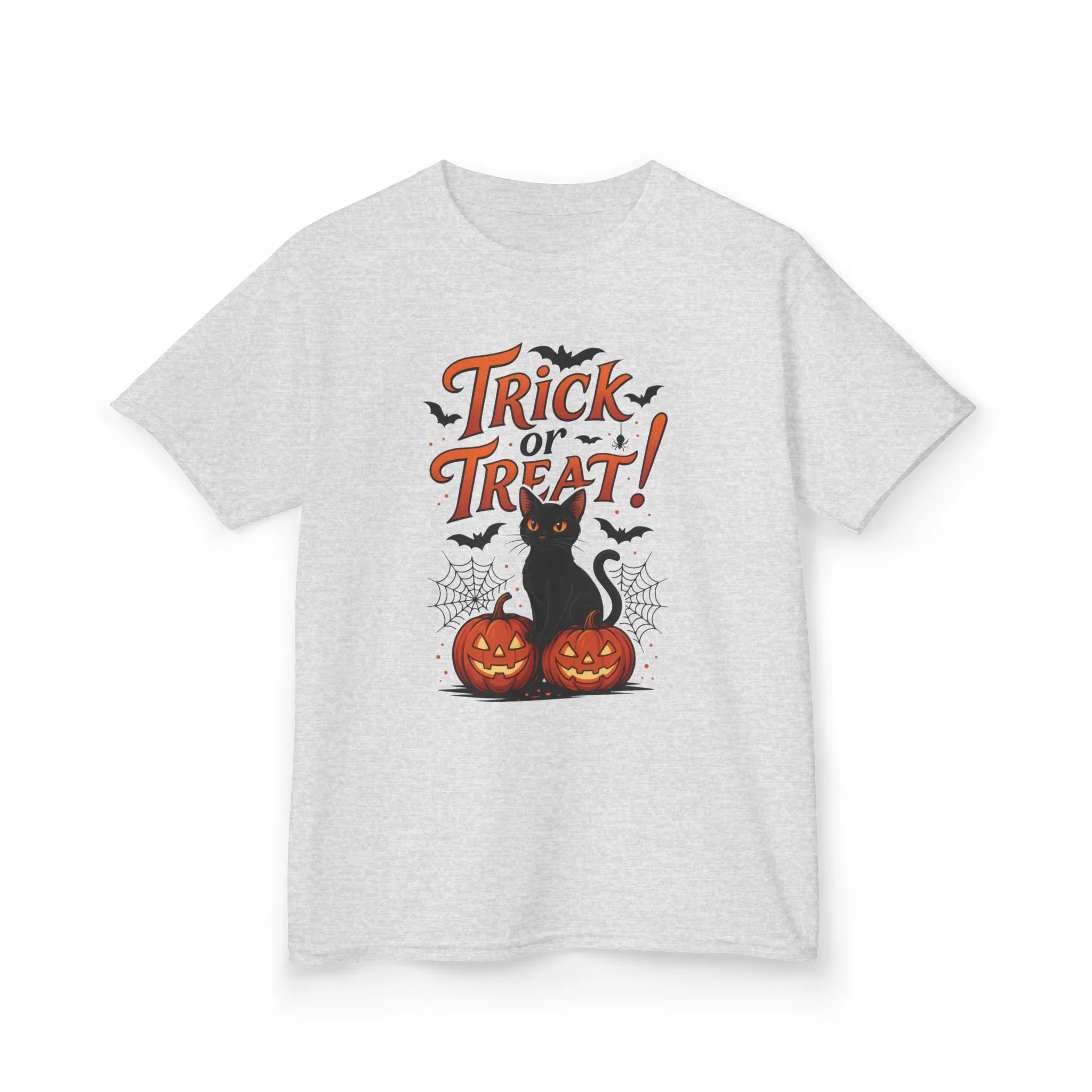 Cute Trick or Treat Black Cat T-Shirt for Girls Boys, Fun Spooky Halloween Tee, Pumpkin Cat Shirt for Kids, Fall Party Outfit - Image 7