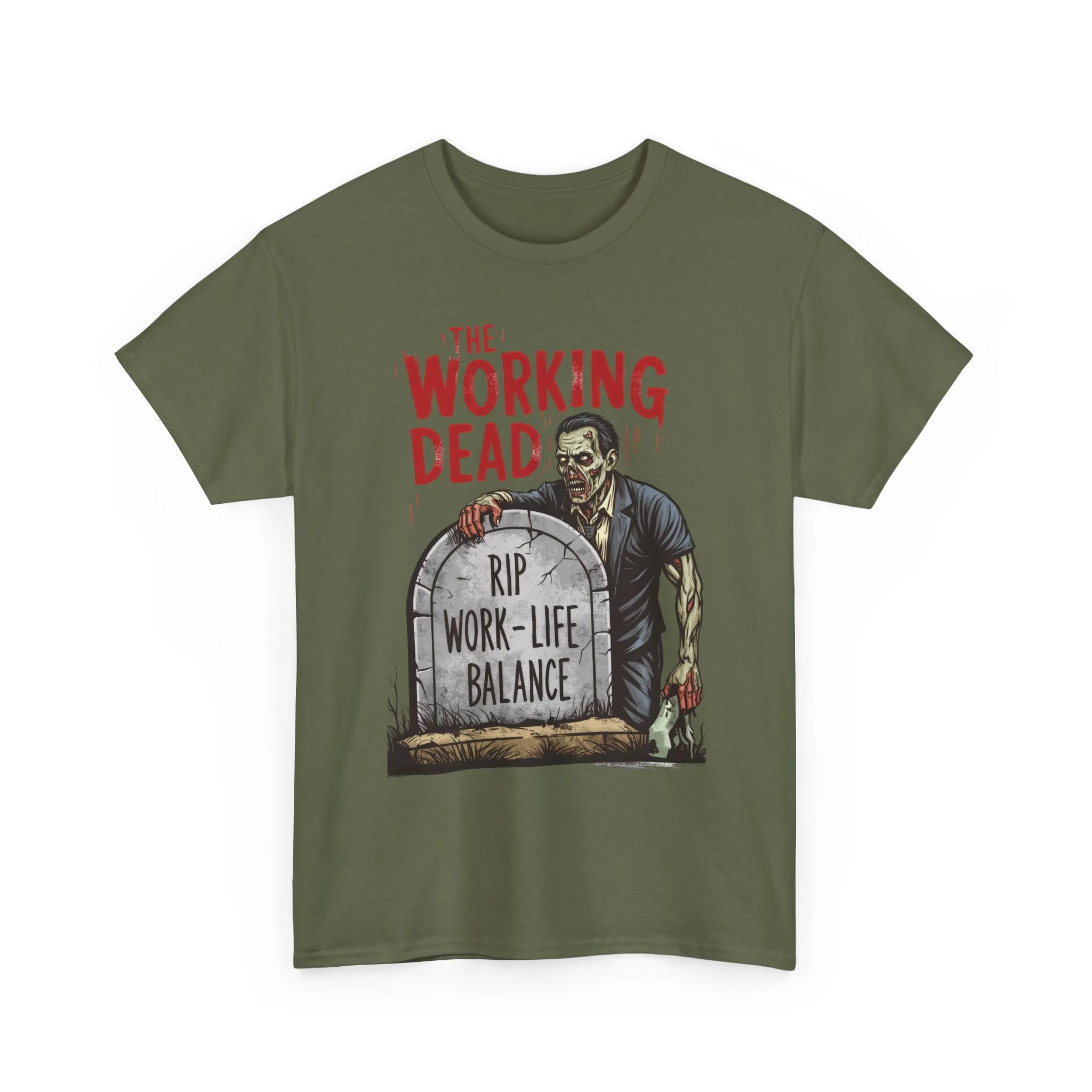 The Working Dead Shirt Men, Funny Work Life Balance Zombie Tee, RIP Work Shirt, Halloween Tee - Image 7