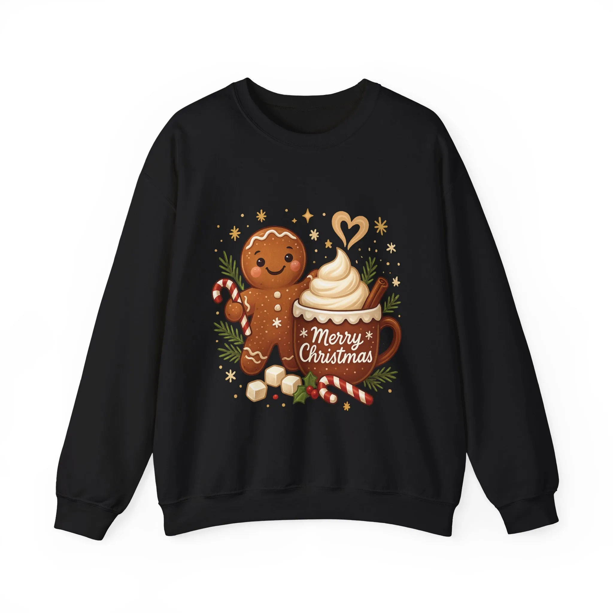 Women's Gingerbread - Hot Cocoa Christmas Sweatshirt, Cozy Holiday Pullover, Women's Heavy Blend™ Crewneck Sweatshirt - Image 7