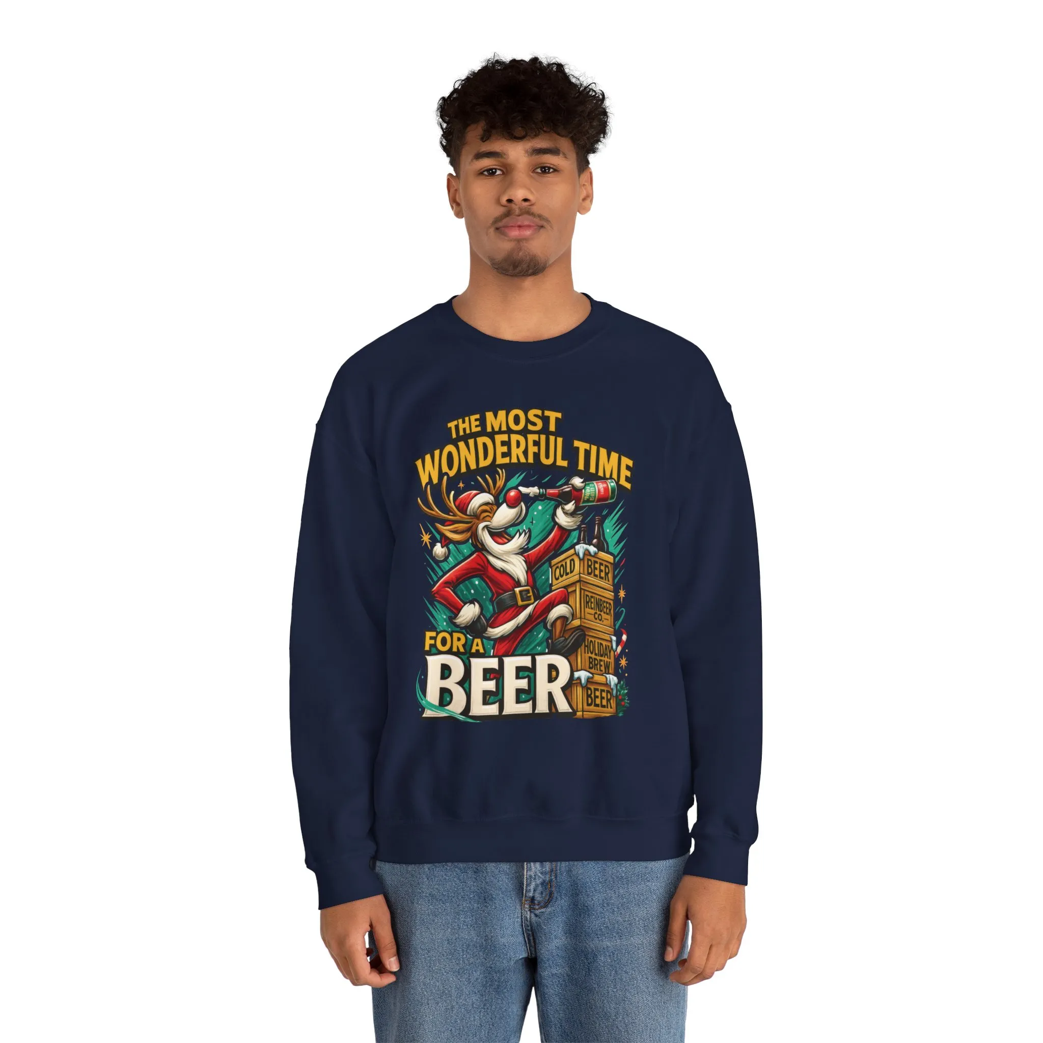 Funny Christmas Beer Men's Sweatshirt, The Most Wonderful Time for a Beer - Image 23