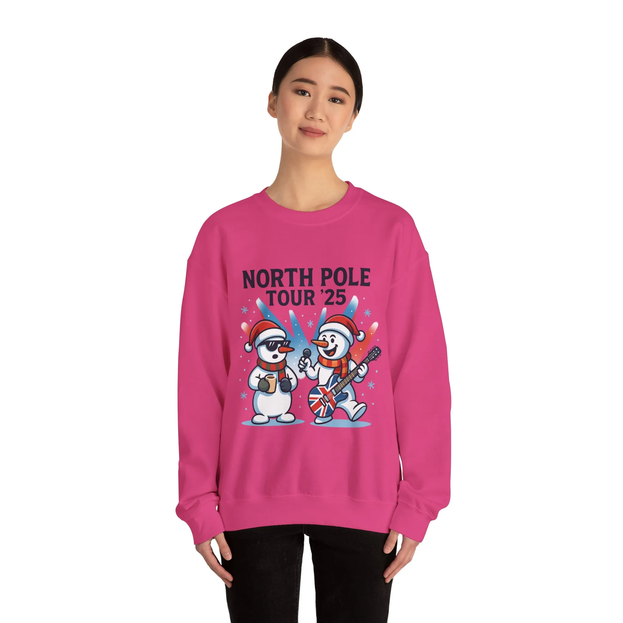 North Pole Tour 25 Women's Christmas Sweatshirt, Funny Rock Holiday Jumper - Image 23
