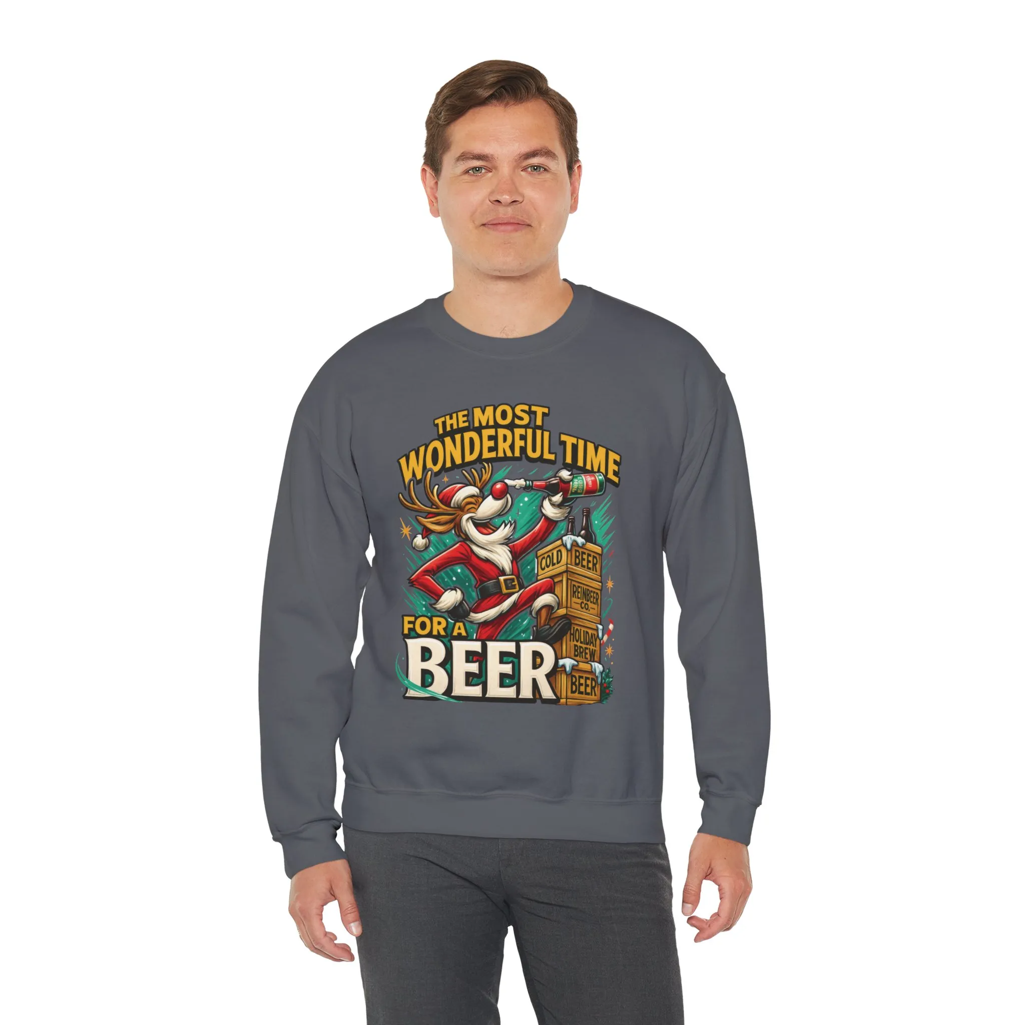 Funny Christmas Beer Men's Sweatshirt, The Most Wonderful Time for a Beer - Image 18