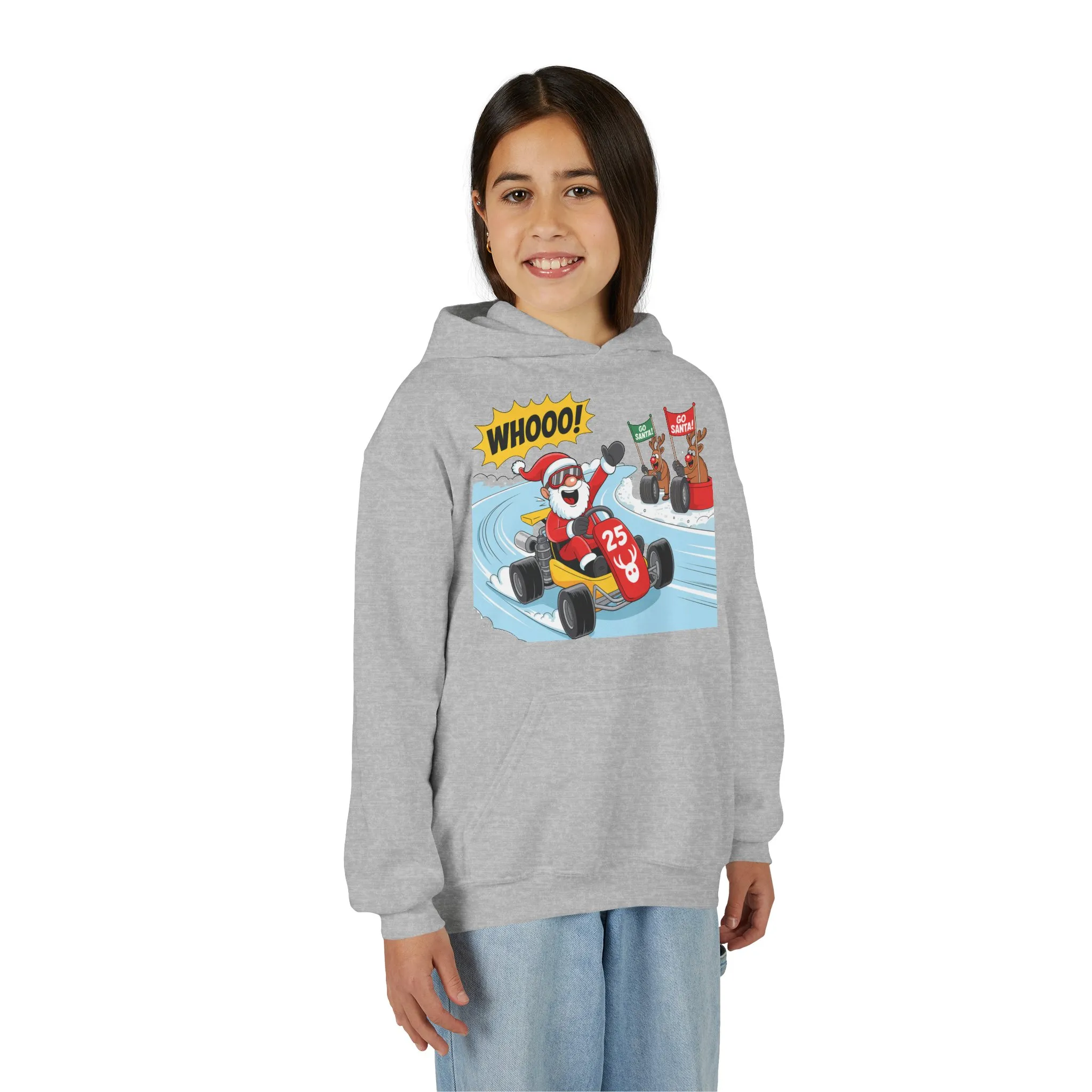 Go Santa Kart Racing Christmas Hoodie, Funny Santa - Reindeer Holiday Sweatshirt for Kids, Cute Christmas Jumper Youth Gift - Image 16