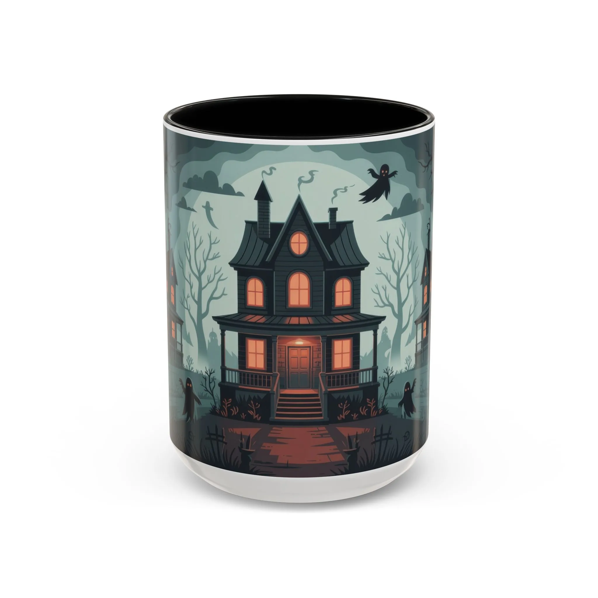 Haunted Mansion Mug, Ghostly Gothic Forest Coffee Cup, Spooky Haunted House Halloween Gift for Horror Lovers, Accent Coffee Mug (11, 15oz) - Image 6
