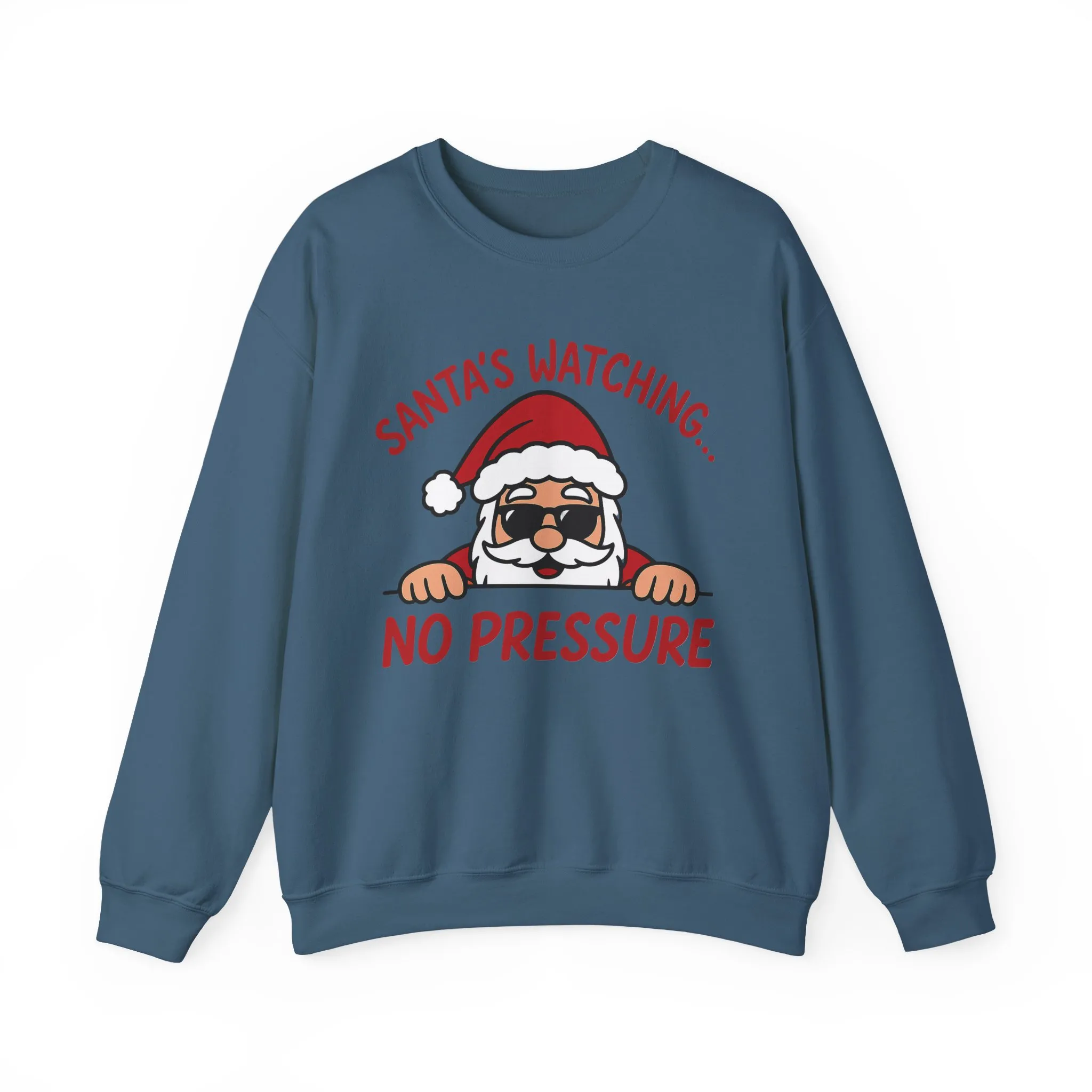 Santa's Watching No Pressure Men's Christmas Sweatshirt, Funny Holiday Jumper - Image 17