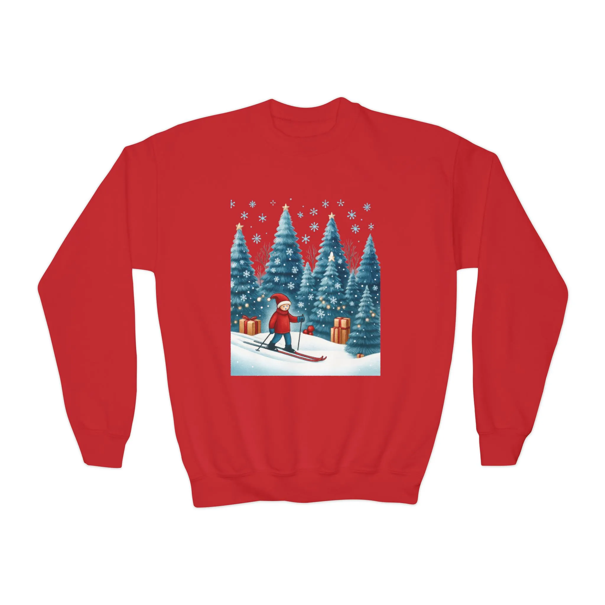 Kids Christmas Skiing Sweatshirt, Cute Holiday Winter Pullover, Youth Crewneck Sweatshirt - Image 13