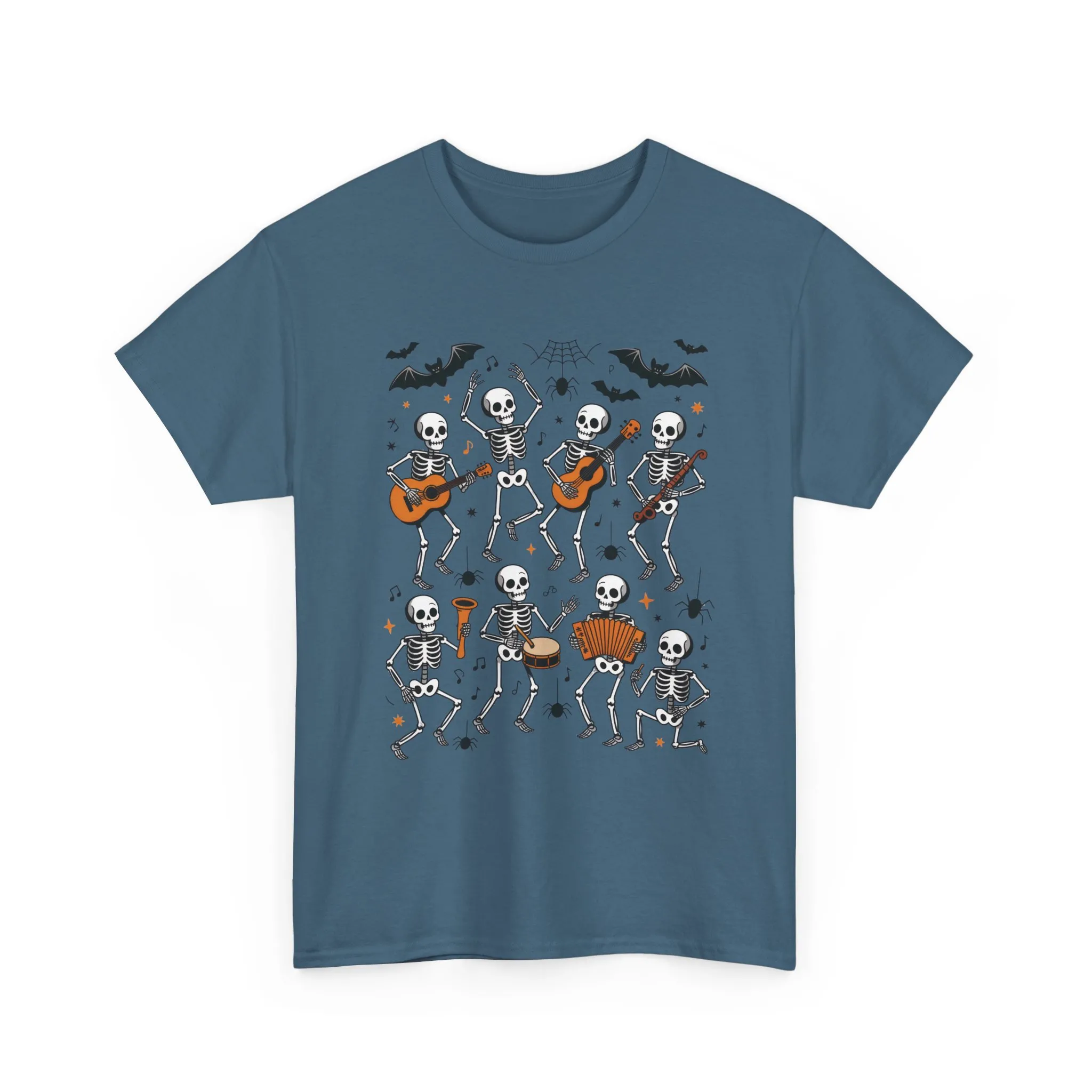 Dancing Skeleton Band Halloween T-Shirt for Men, Funny Spooky Music Tee, Rock and Roll Skeleton Shirt, Cool Halloween Party Outfit - Image 29