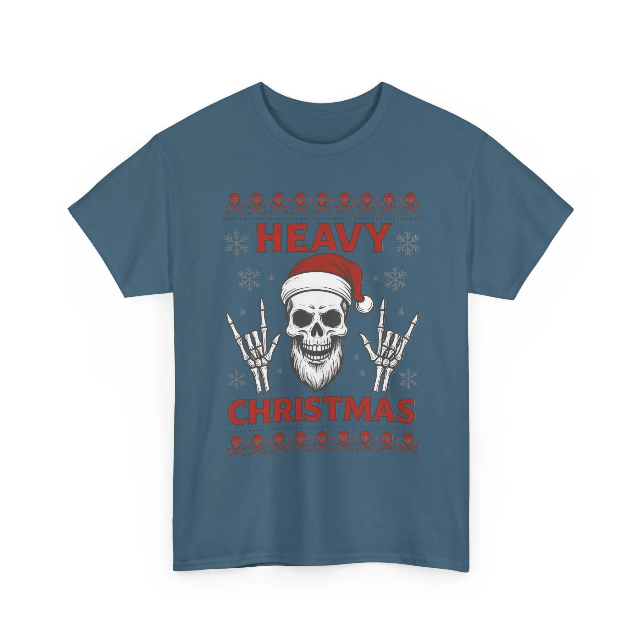Heavy Christmas Men's T-Shirt, Metal Santa Skull Holiday Pullover for Men - Image 16