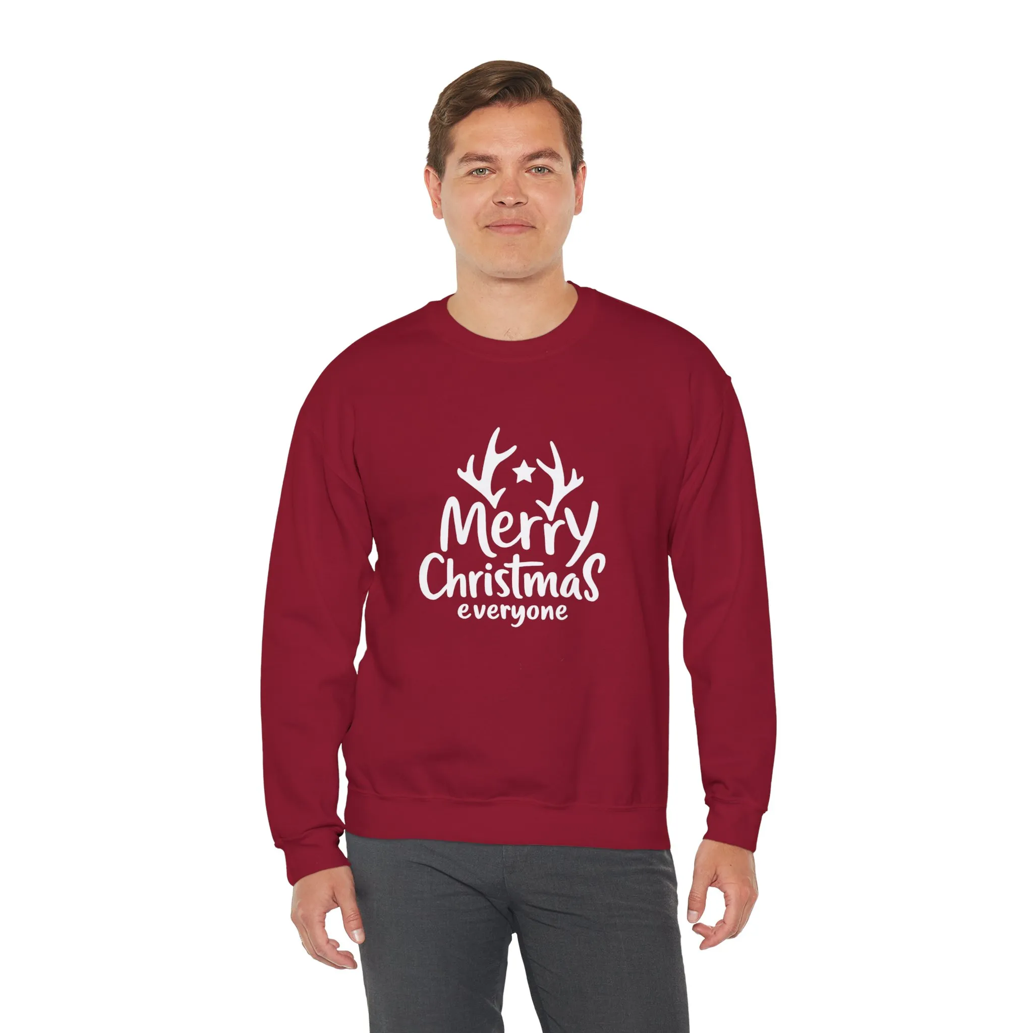 Merry Christmas Everyone Men's Sweatshirt, Classic Holiday Pullover, Minimal Winter Style Crewneck Sweatshirt - Image 21
