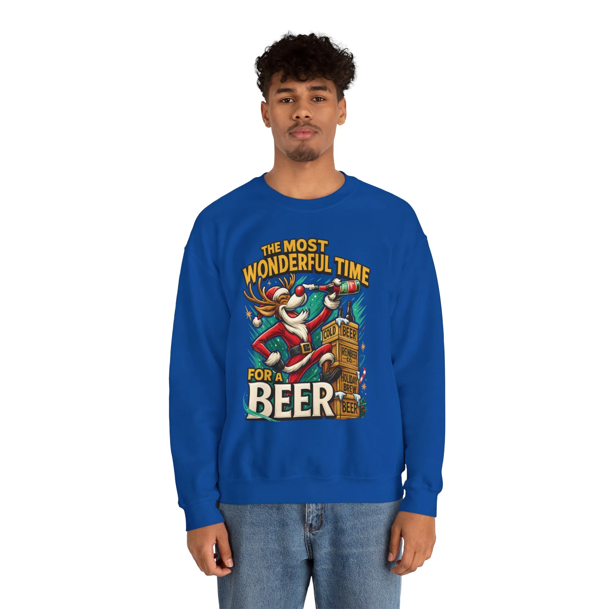 Funny Christmas Beer Men's Sweatshirt, The Most Wonderful Time for a Beer - Image 20