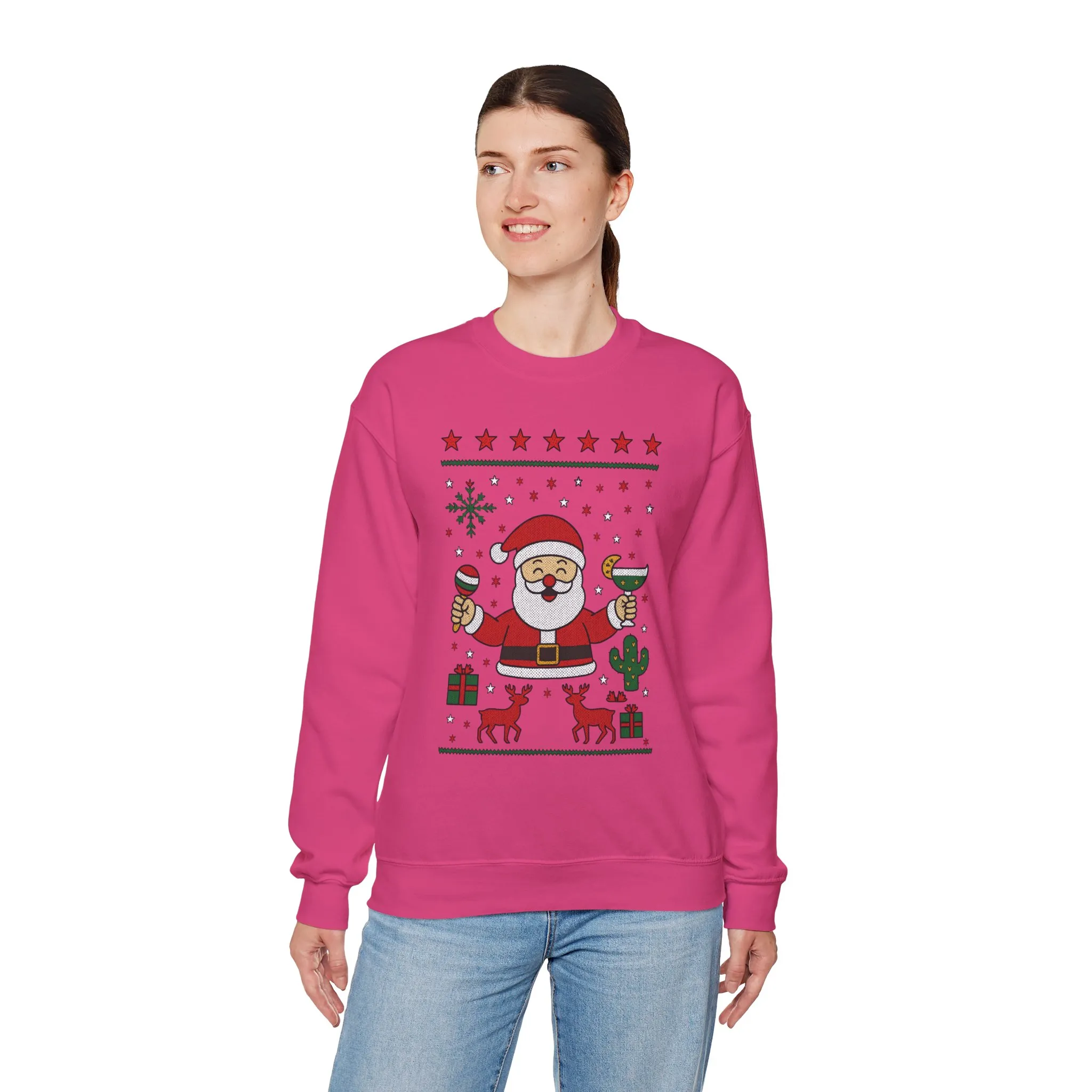 Funny Santa Women's Christmas Sweatshirt, Holiday Party Pullover - Image 24