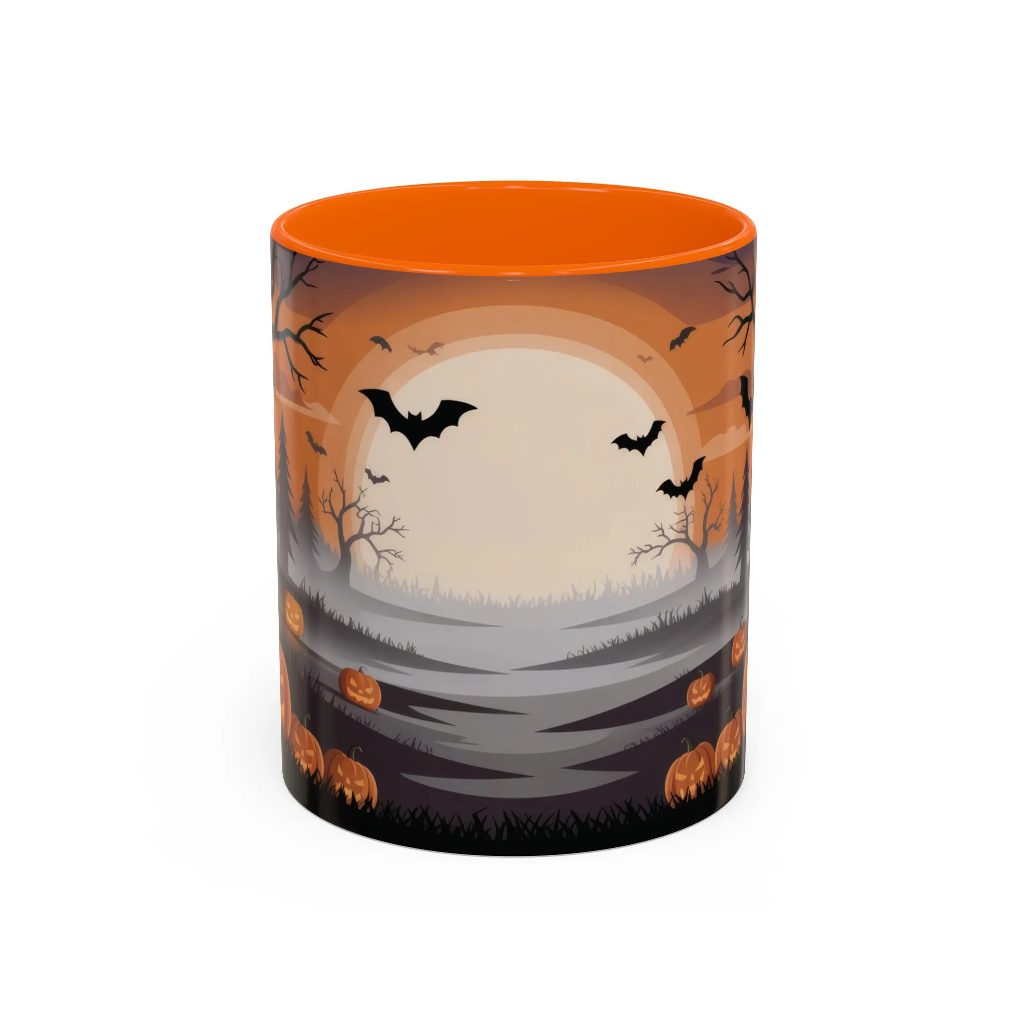 Halloween Pumpkin Forest Mug, Spooky Sunset Landscape Coffee Cup, Gothic Fall Gift for Her - Him, Accent Coffee Mug (11, 15oz) - Image 2