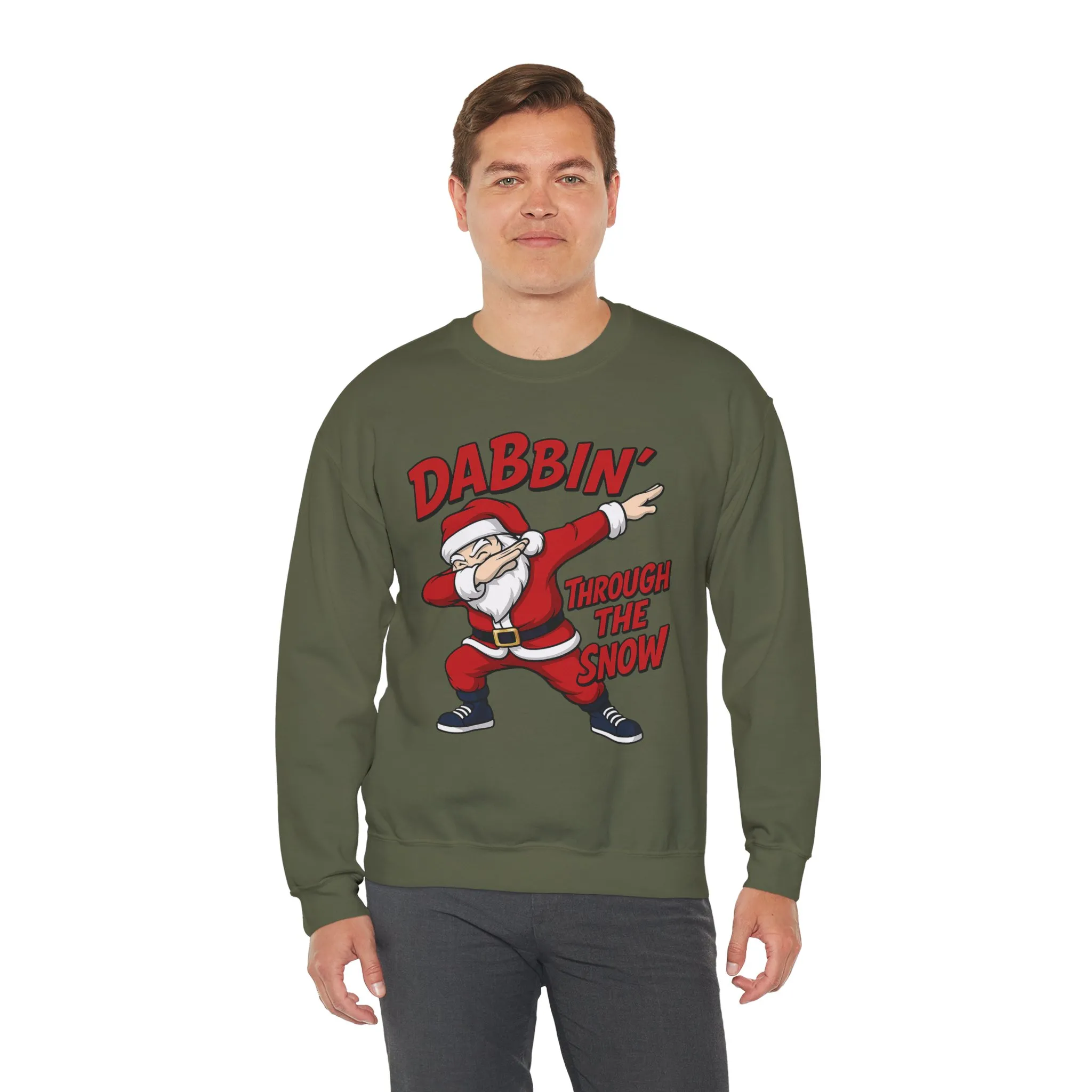 Dabbin Through The Snow Santa Men's Christmas Sweatshirt, Funny Holiday Jumper - Image 15