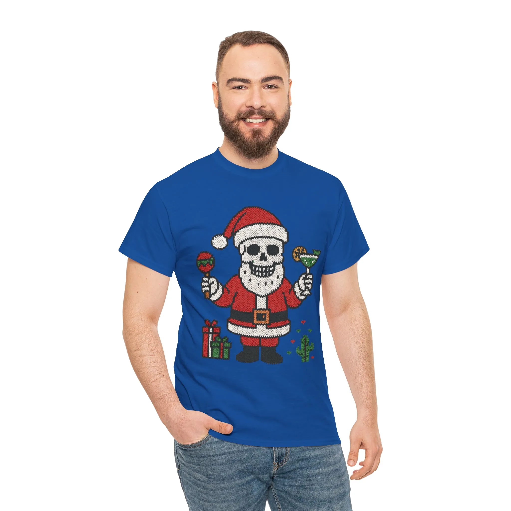 Funny Santa Skull Christmas Men's Shirt, Holiday Margarita Tee for Men - Image 23