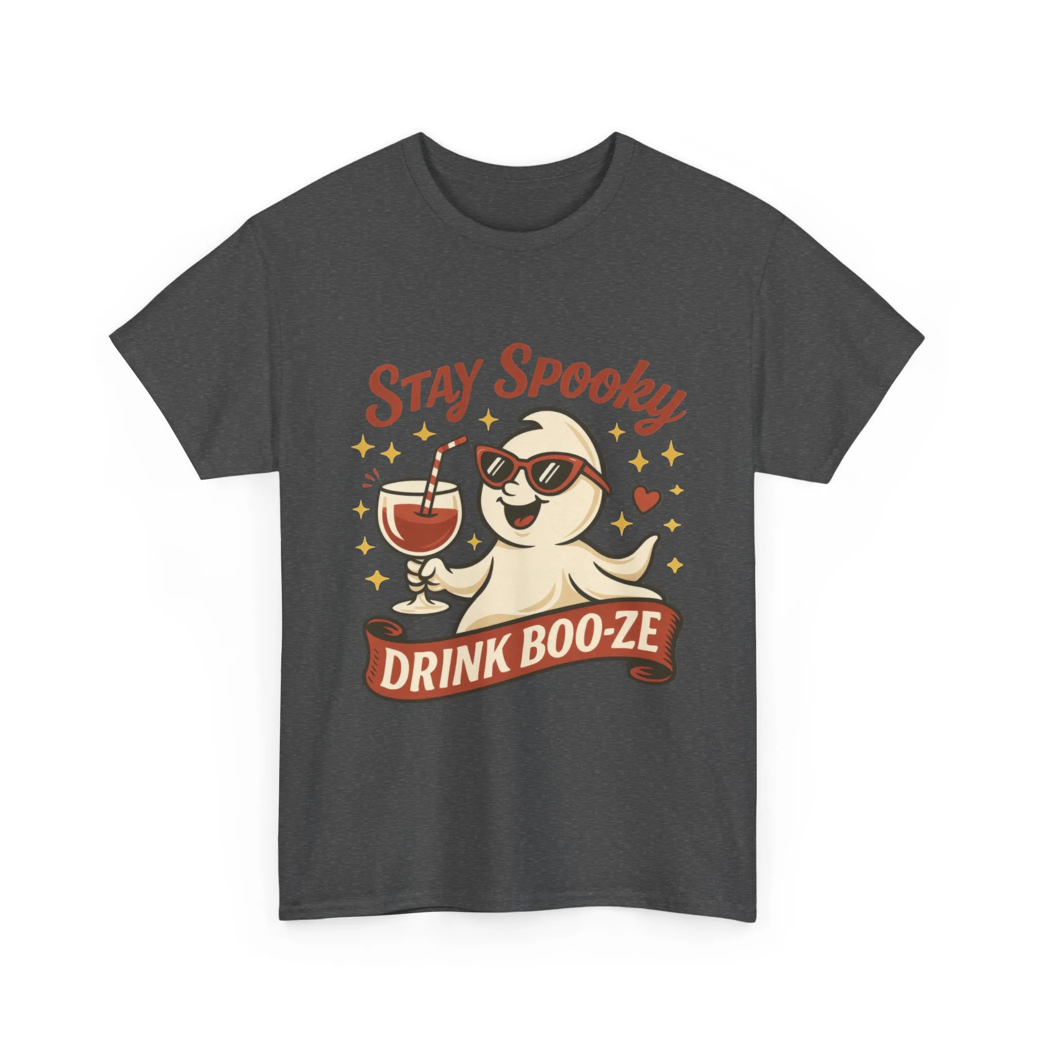 Stay Spooky Drink Boo-ze Women's T-Shirt, Funny Ghost Wine Halloween Party Graphic Tee - Image 7