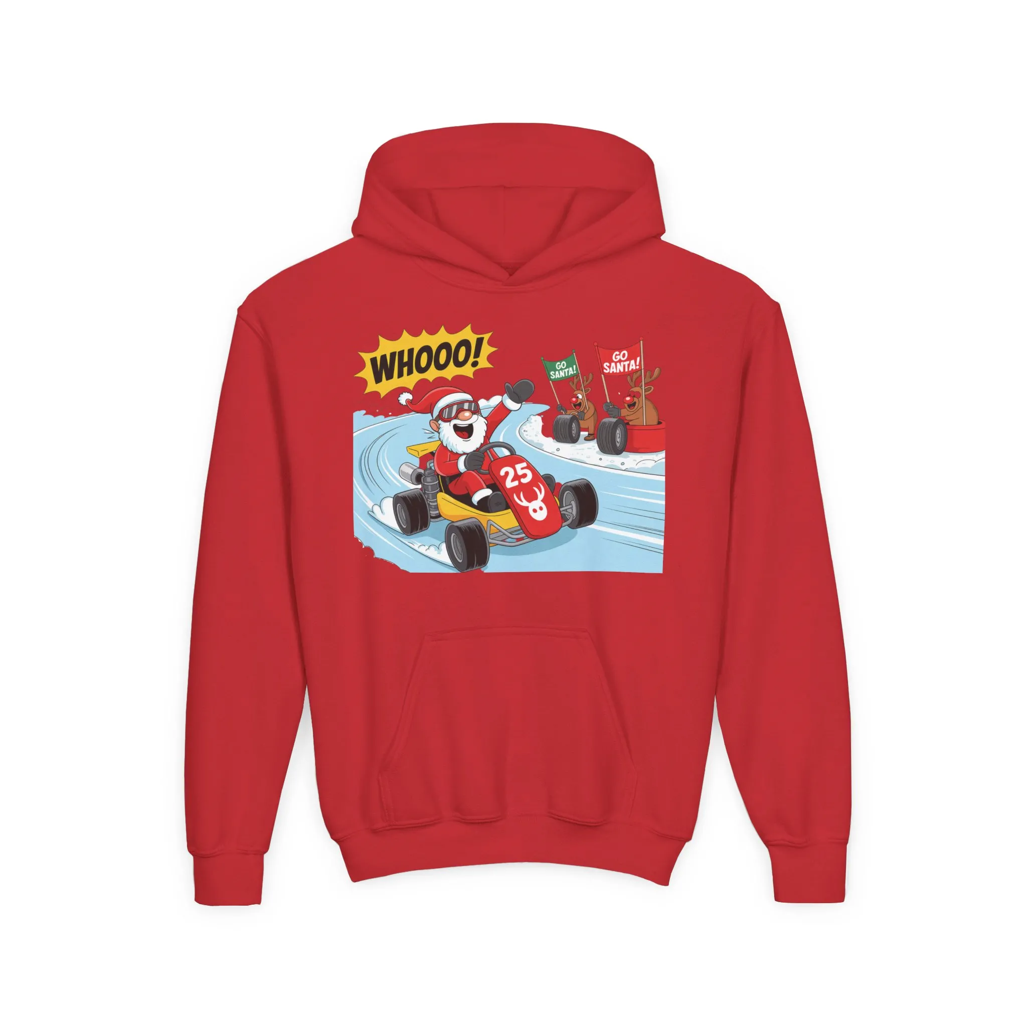 Go Santa Kart Racing Christmas Hoodie, Funny Santa - Reindeer Holiday Sweatshirt for Kids, Cute Christmas Jumper Youth Gift - Image 29