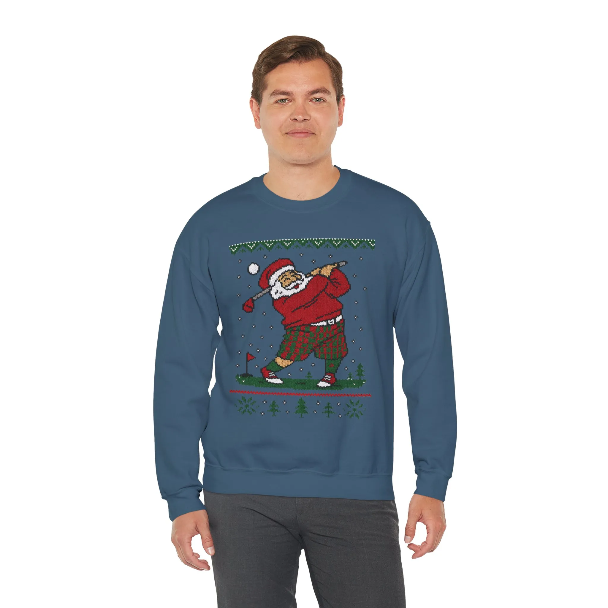 Golfing Santa Christmas Sweatshirt, Funny Golf Lover Holiday Jumper, Ugly Christmas Golf Sweater for Men - Image 18