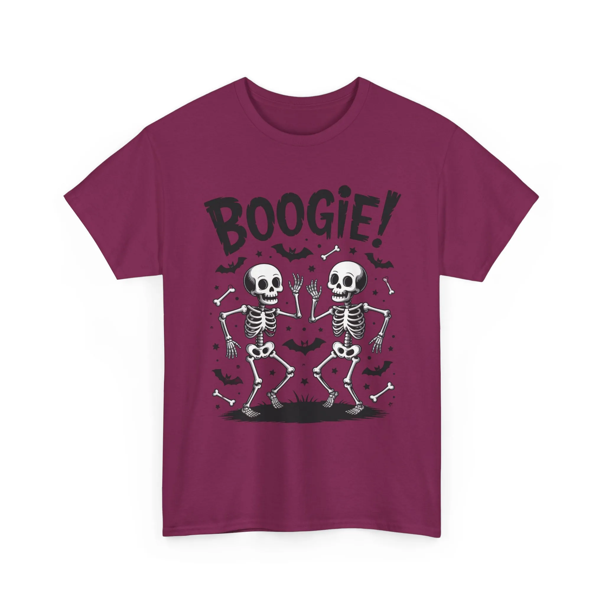 Halloween Dancing Skeletons Women's T-Shirt, BOOGIE! Funny Spooky Graphic Tee for Women, Women's Heavy Cotton Tee - Image 22