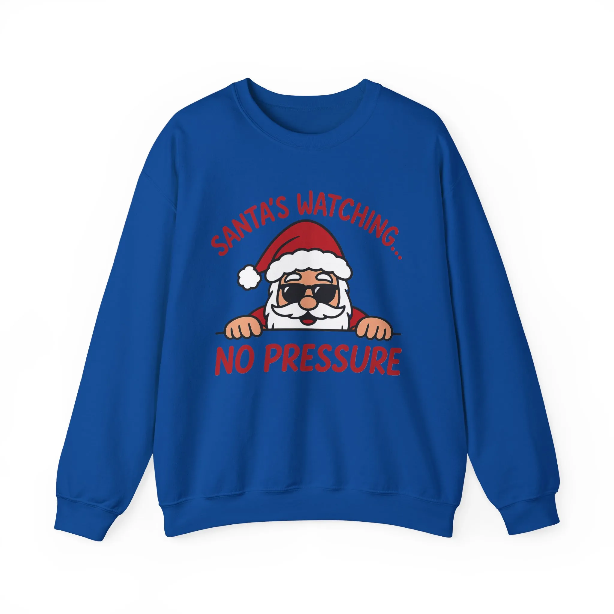 Santa's Watching No Pressure Men's Christmas Sweatshirt, Funny Holiday Jumper - Image 25