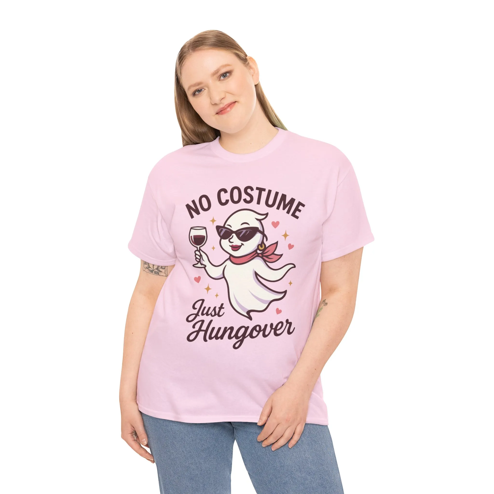 No Costume Just Hungover Women's T-Shirt, Funny Ghost Wine Halloween Party Graphic Tee - Image 24