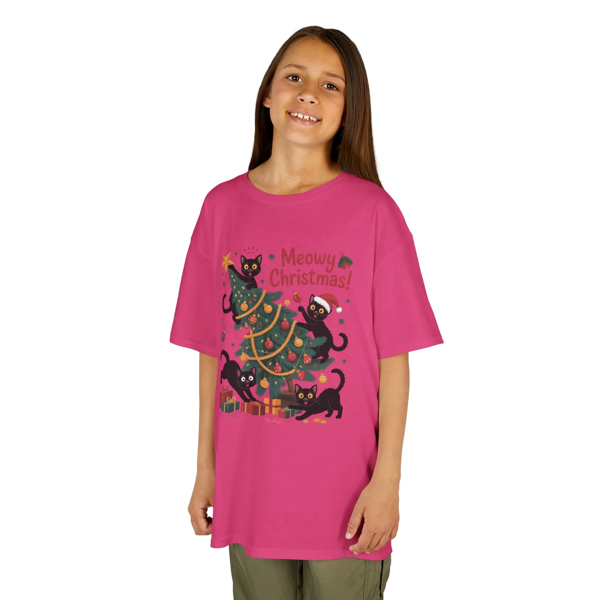 Kids Funny Cat Christmas Tree T-Shirt, Cute Black Cats Holiday Tee, Christmas Cat Chaos Shirt for Girls - Image 18
