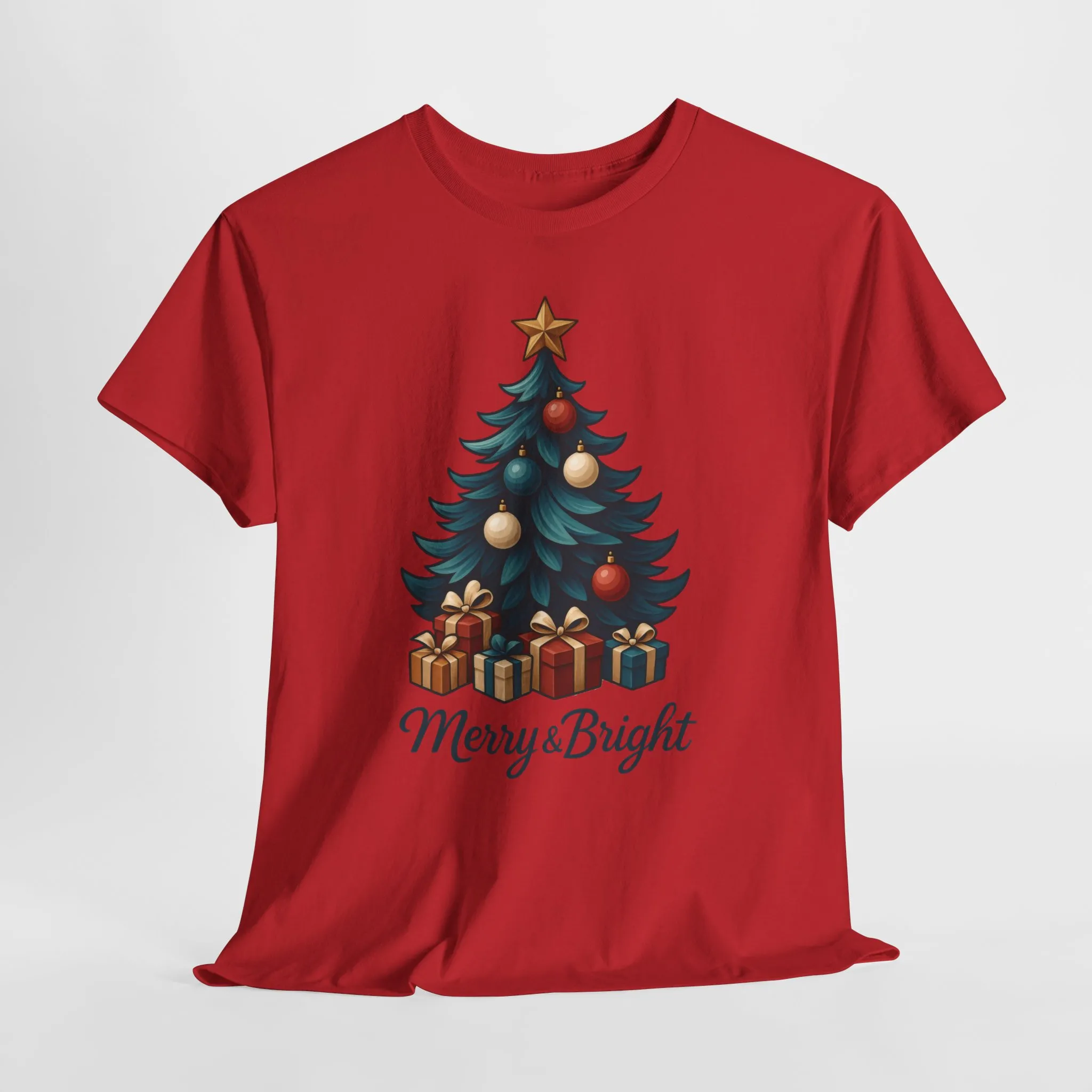 Merry & Bright Christmas T-Shirt, Holiday Tree Gift Tee for Women - Image 23