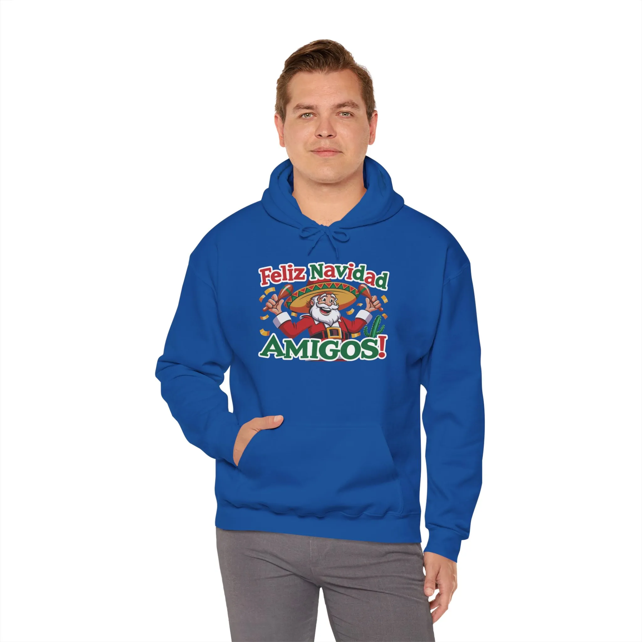 Feliz Navidad Amigos Hoodie, Funny Mexican Santa Christmas Hoodie, Latin Fiesta Holiday Sweatshirt for Men - Image 28