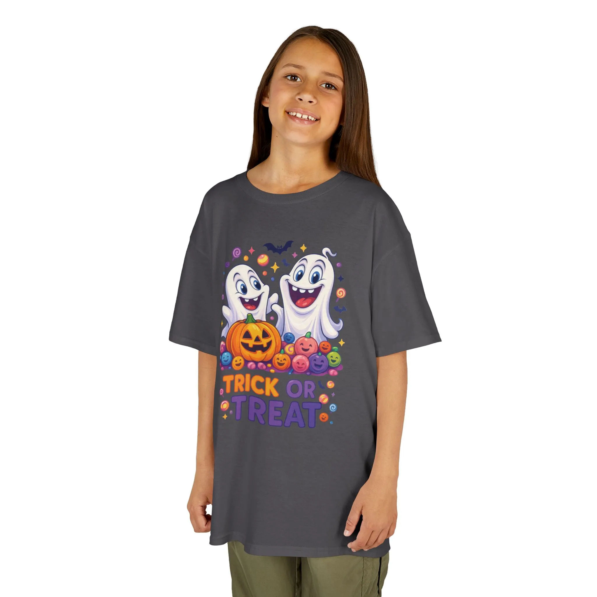 Trick or Treat Kids Halloween T-Shirt, Cute Ghosts Pumpkin Design, Fun Spooky Tee for Boys Girls - Image 17