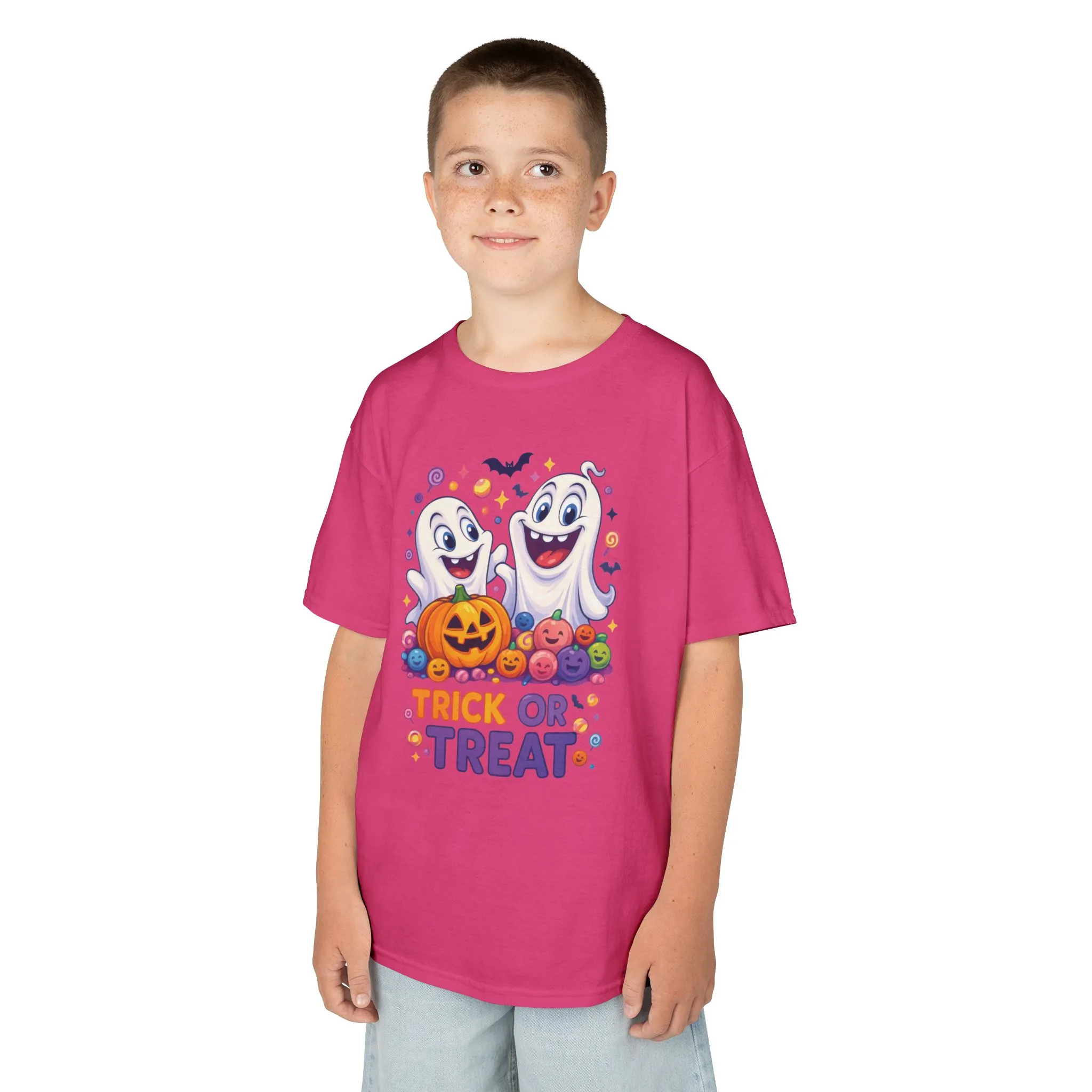 Trick or Treat Kids Halloween T-Shirt, Cute Ghosts Pumpkin Design, Fun Spooky Tee for Boys Girls - Image 24