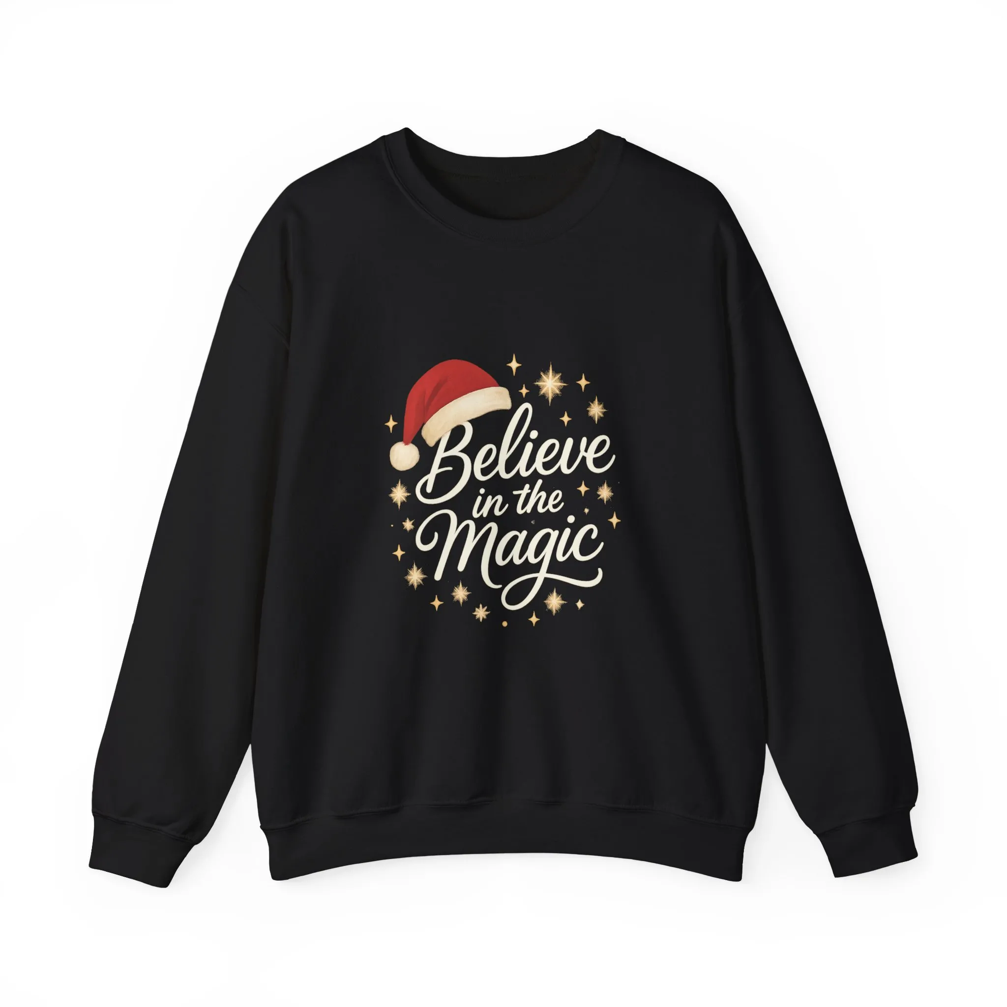 Believe in the Magic Women's Christmas Shirt, Santa Hat Holiday Cozy Sweatshirt, Women's Heavy Blend™ Crewneck Sweatshirt - Image 4
