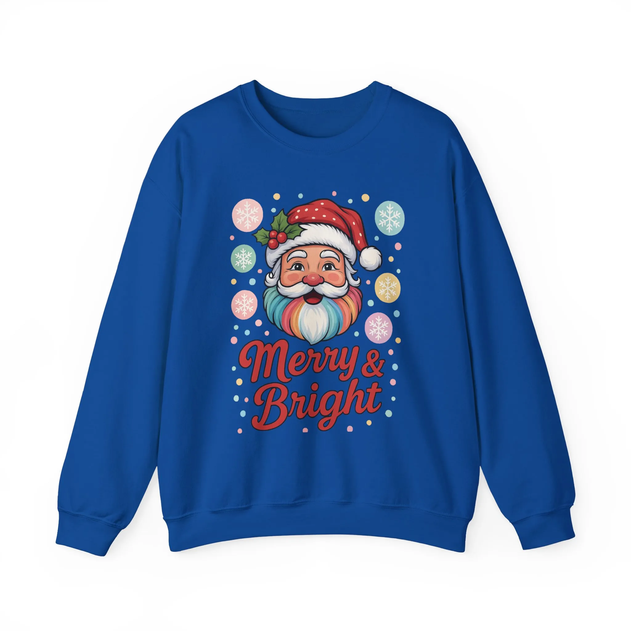Merry - Bright Santa Christmas Sweatshirt, Retro Pastel Holiday Jumper, Cute Santa Sweater for Women - Image 16