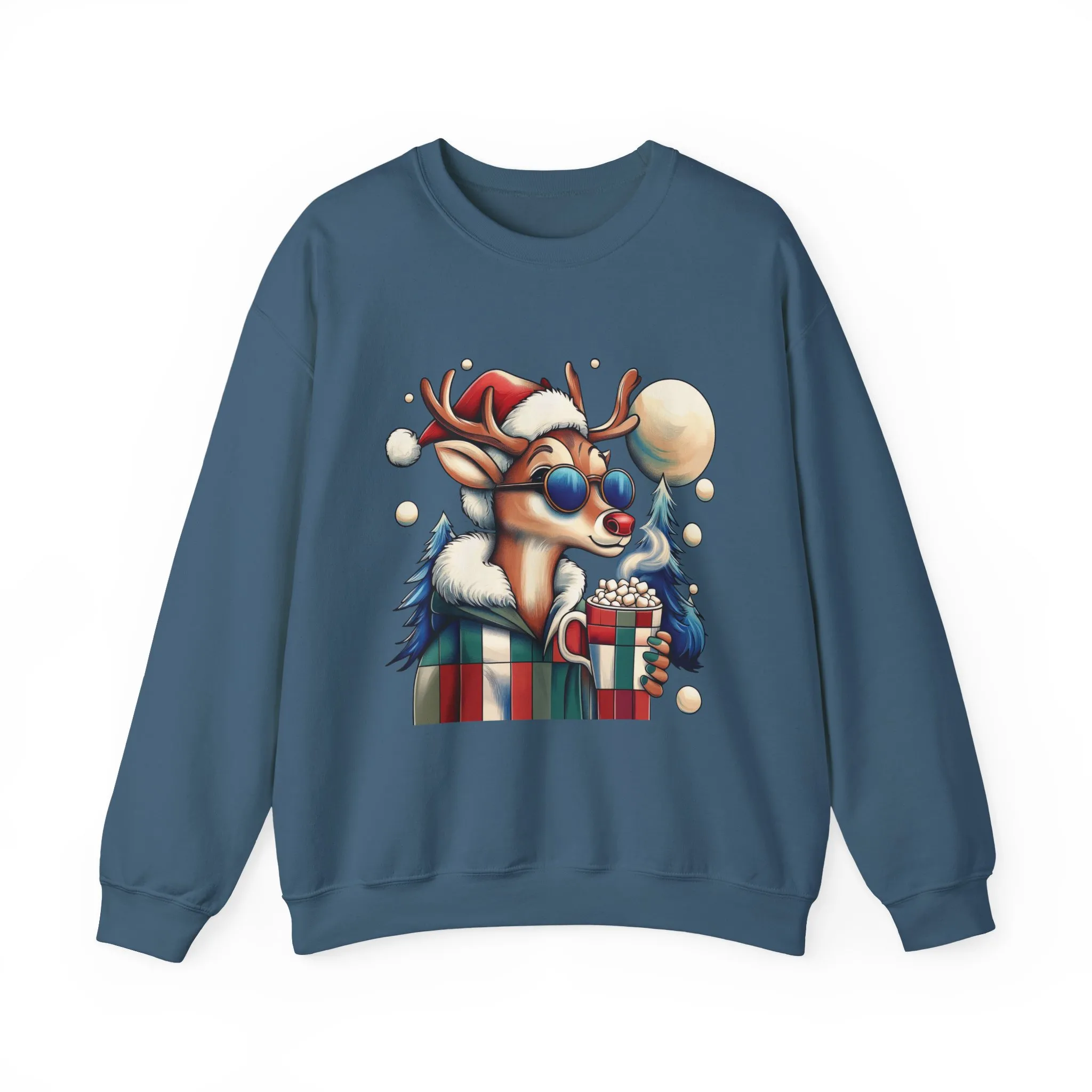 Cool Reindeer Christmas Sweatshirt, Funny Holiday Pullover for Men, Men's Heavy Blend™ Crewneck Sweatshirt - Image 2