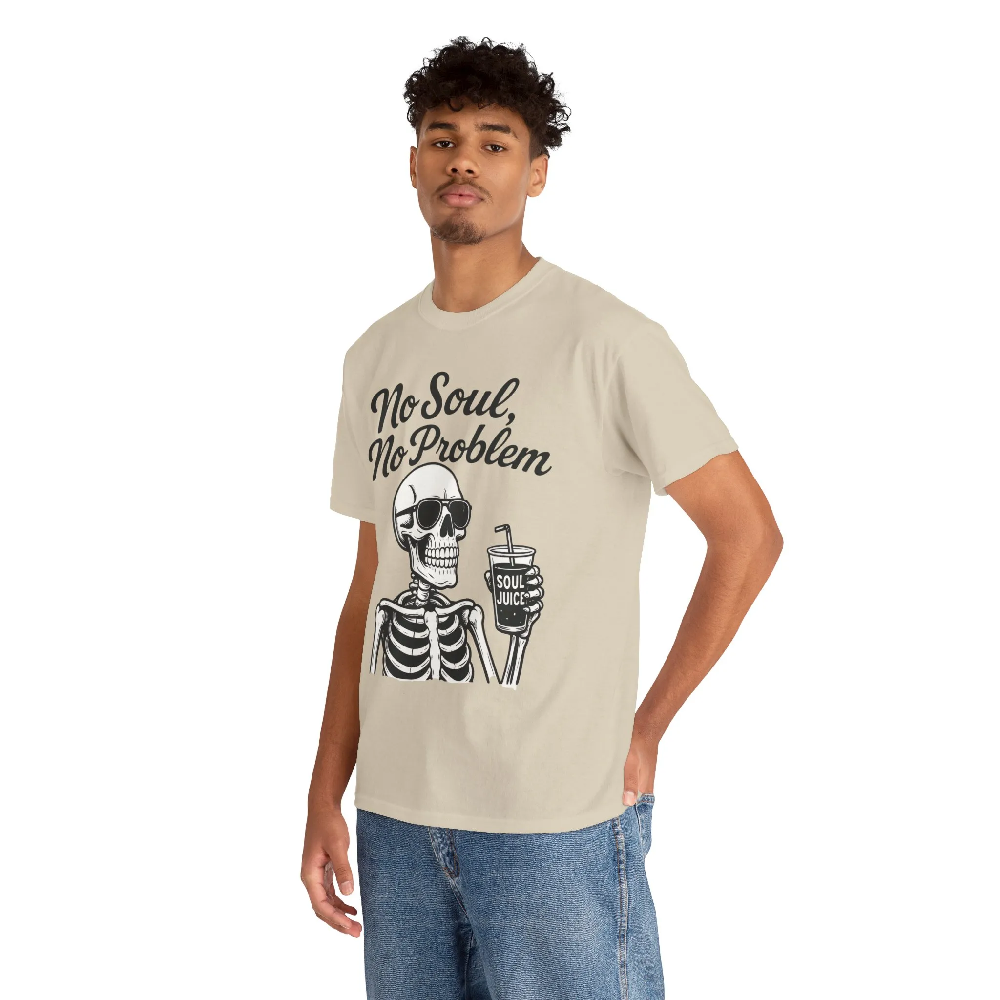 No Soul No Problem Skeleton T-Shirt for Men, Funny Gothic Skull Tee, Cool Spooky Halloween Shirt, Dark Humor Skeleton Graphic Top - Image 11