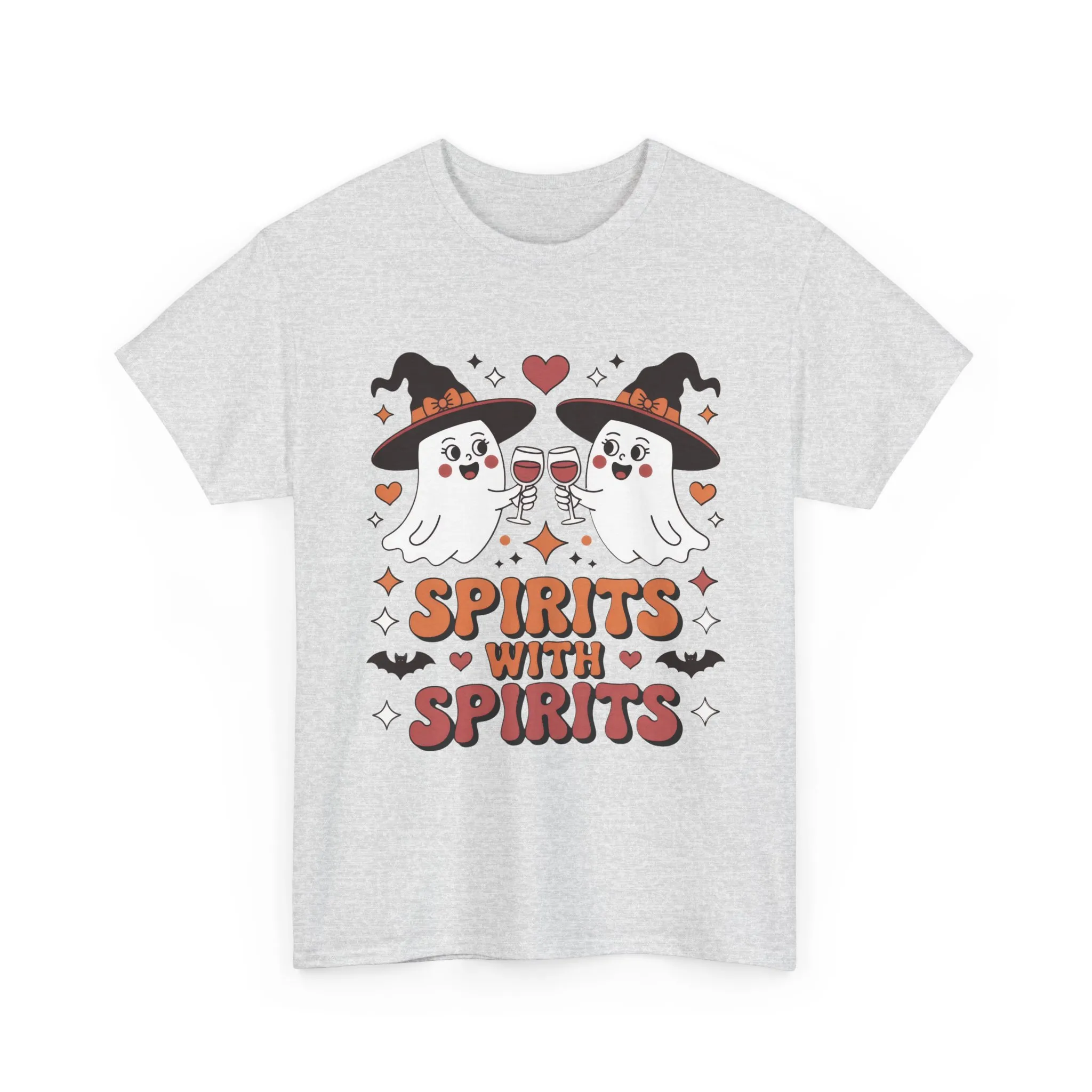 Spirits With Spirits Women's Halloween T-Shirt, Funny Ghost Drinking Wine Tee, Witches Party Shirt, Spooky Season Gift for Her - Image 4