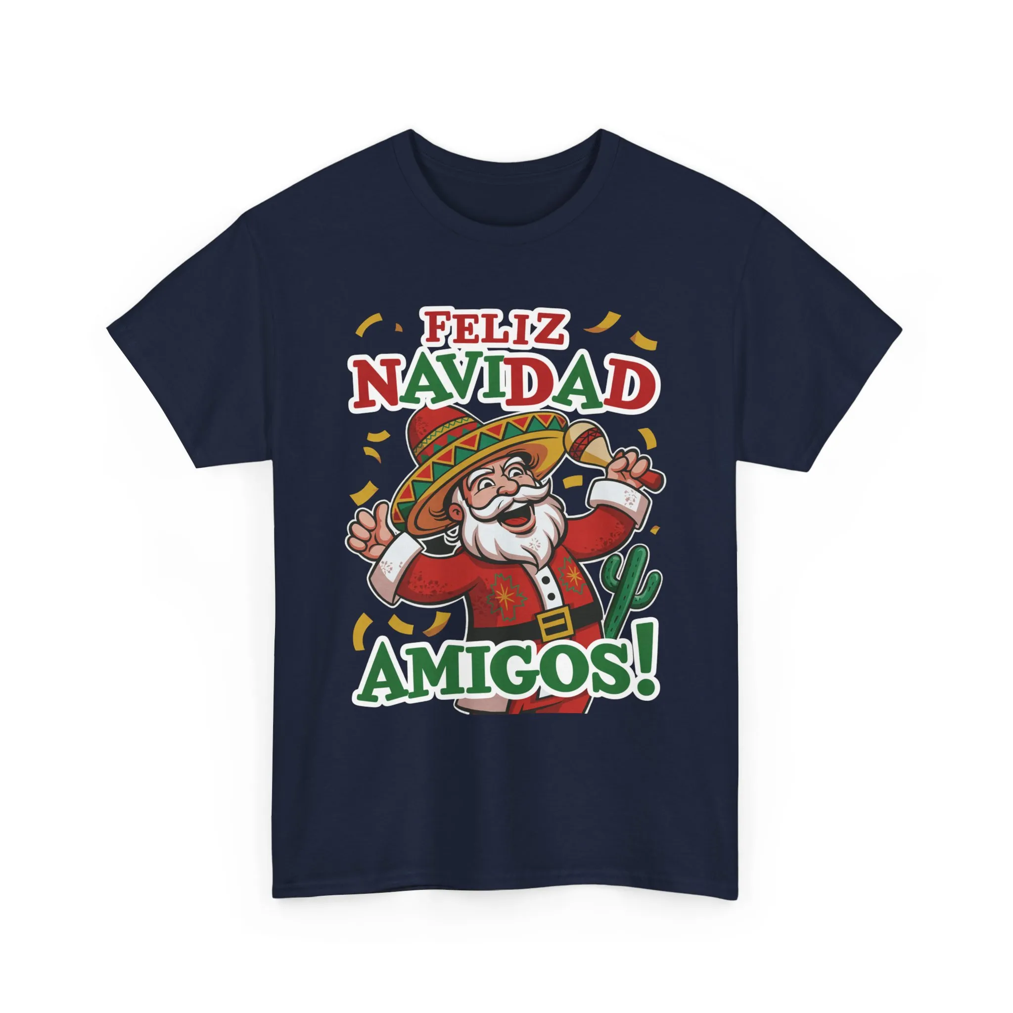 Feliz Navidad Amigos! Funny Mexican Santa Christmas T-Shirt, Latin Holiday Tee, Sombrero Santa Fiesta Shirt - Image 22
