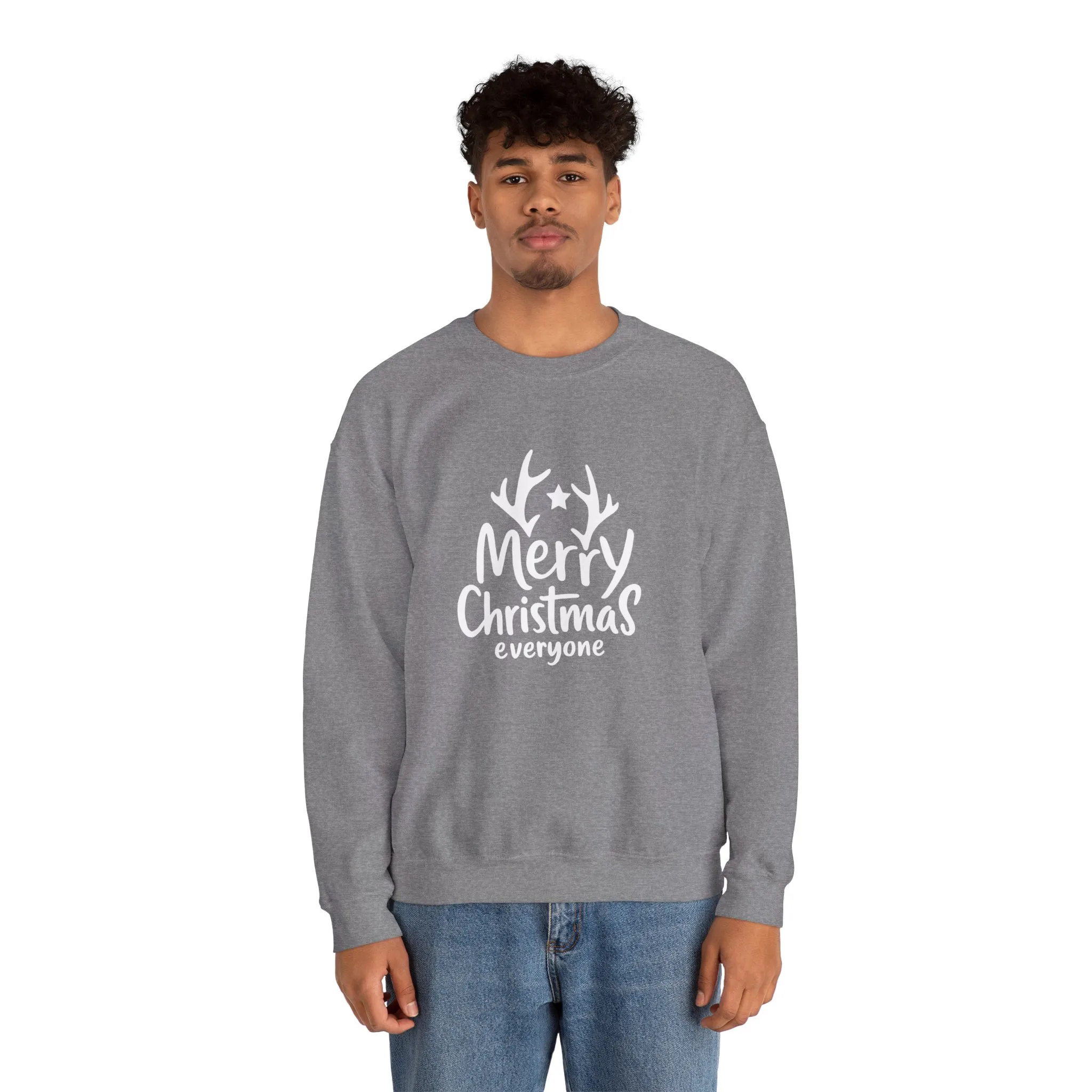 Merry Christmas Everyone Men's Sweatshirt, Classic Holiday Pullover, Minimal Winter Style Crewneck Sweatshirt - Image 8