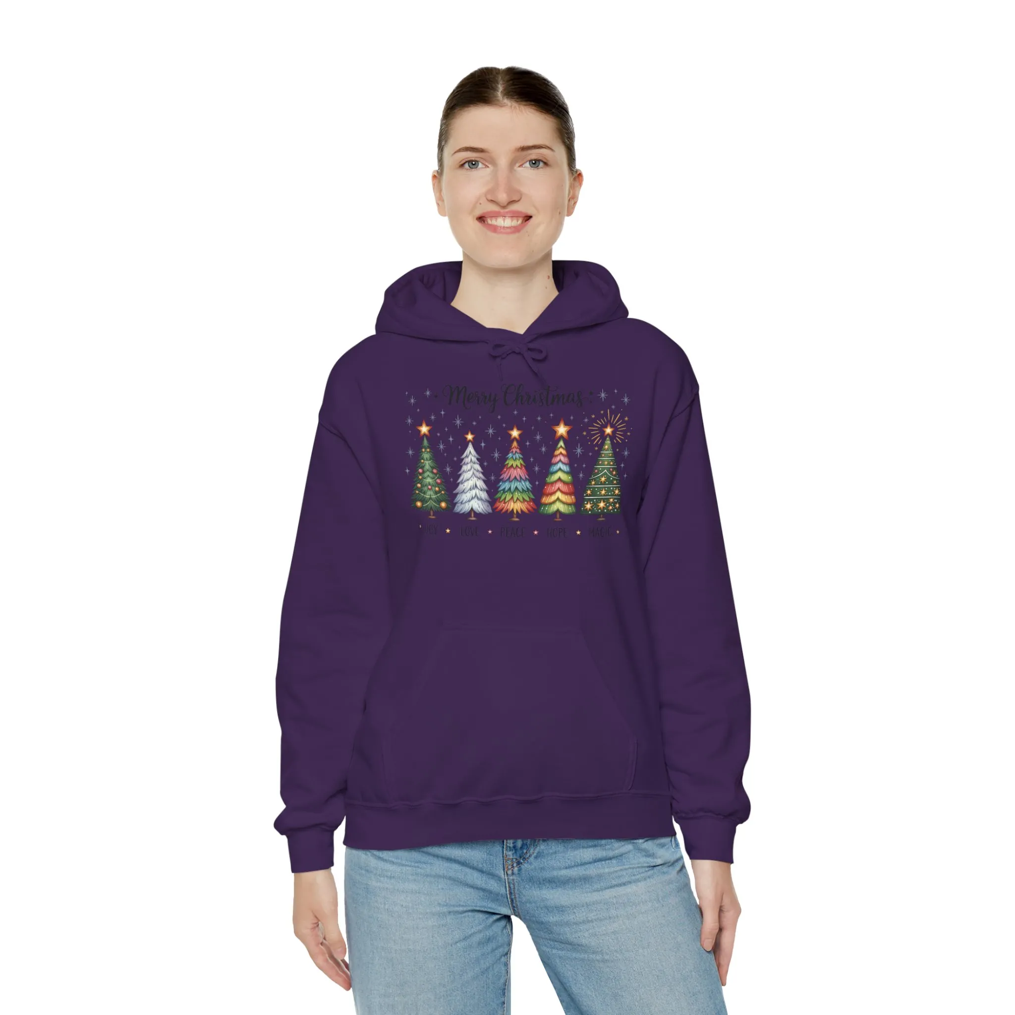 Merry Christmas Women's Hoodie, Joy Love Peace Hope Magic Holiday Hoodie, Women's Heavy Blend™ Hooded Sweatshirt - Image 32