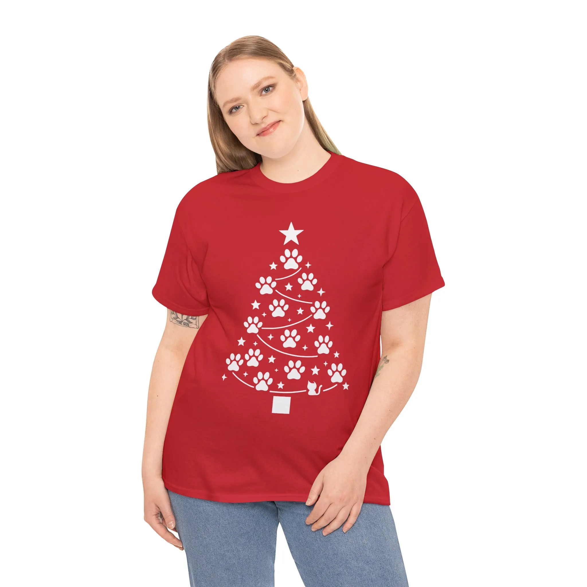 Paw Christmas Tree Women's T-Shirt, Pet Lover Holiday Tee - Image 24