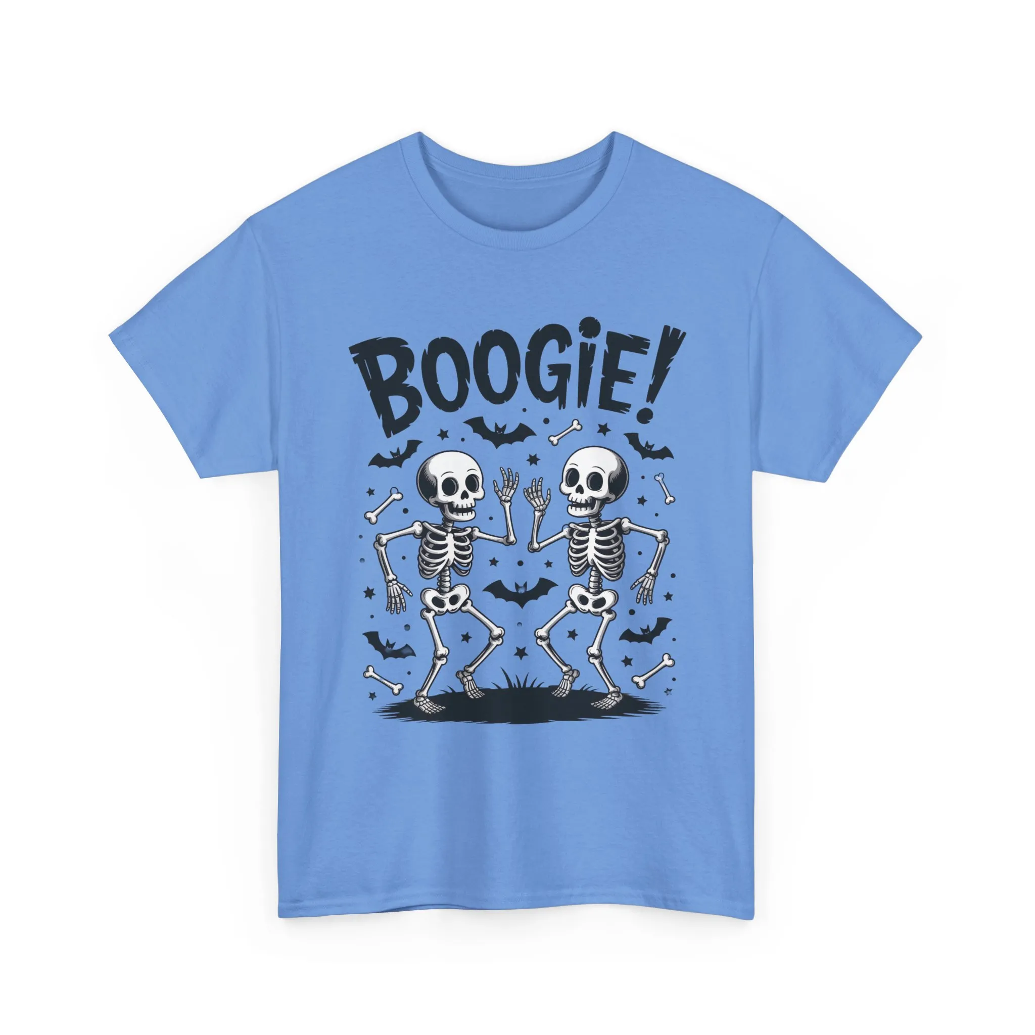 Halloween Dancing Skeletons Women's T-Shirt, BOOGIE! Funny Spooky Graphic Tee for Women, Women's Heavy Cotton Tee - Image 2