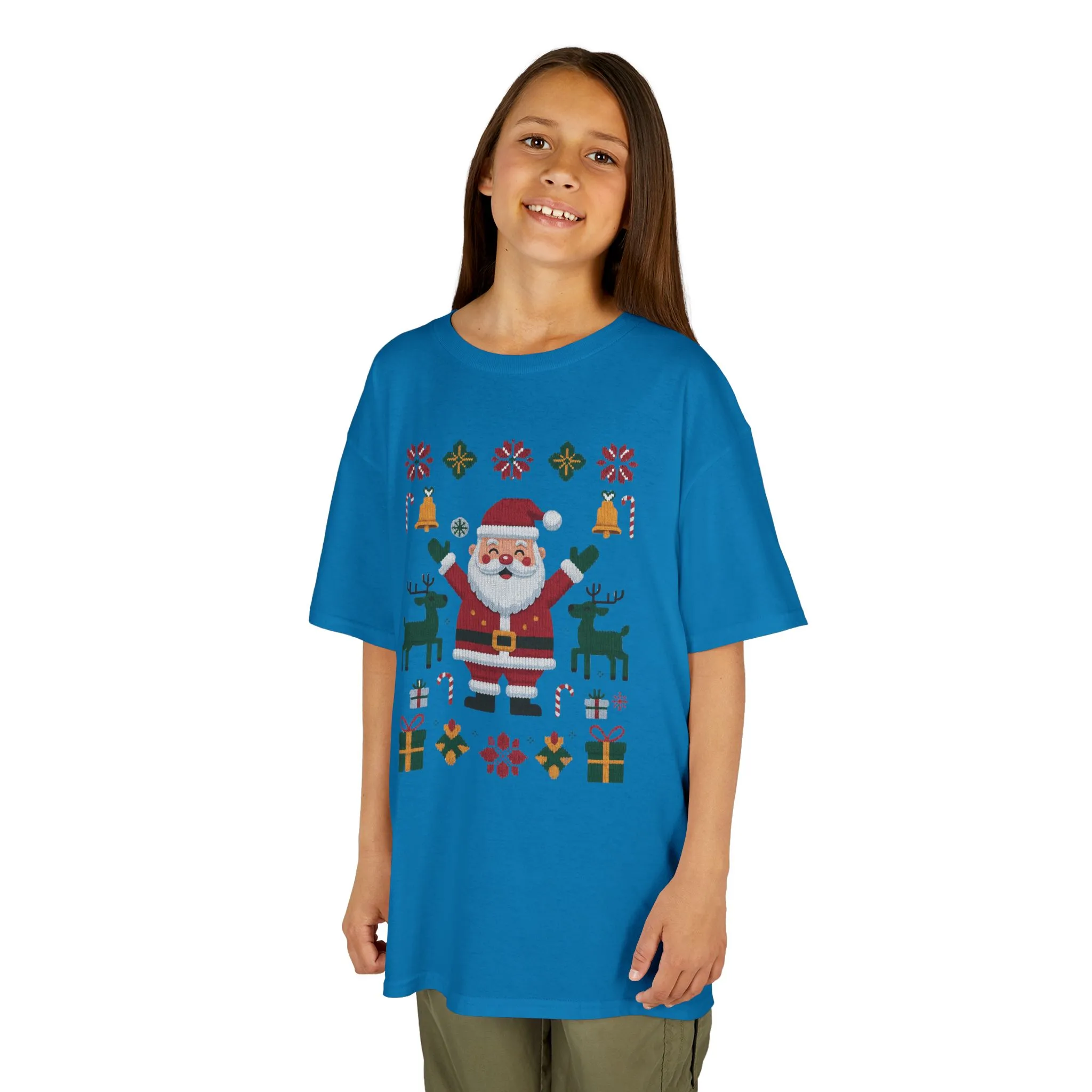 Kids Santa Christmas T-Shirt, Cute Reindeer Holiday Tee, Classic Christmas Shirt for Girls - Image 16