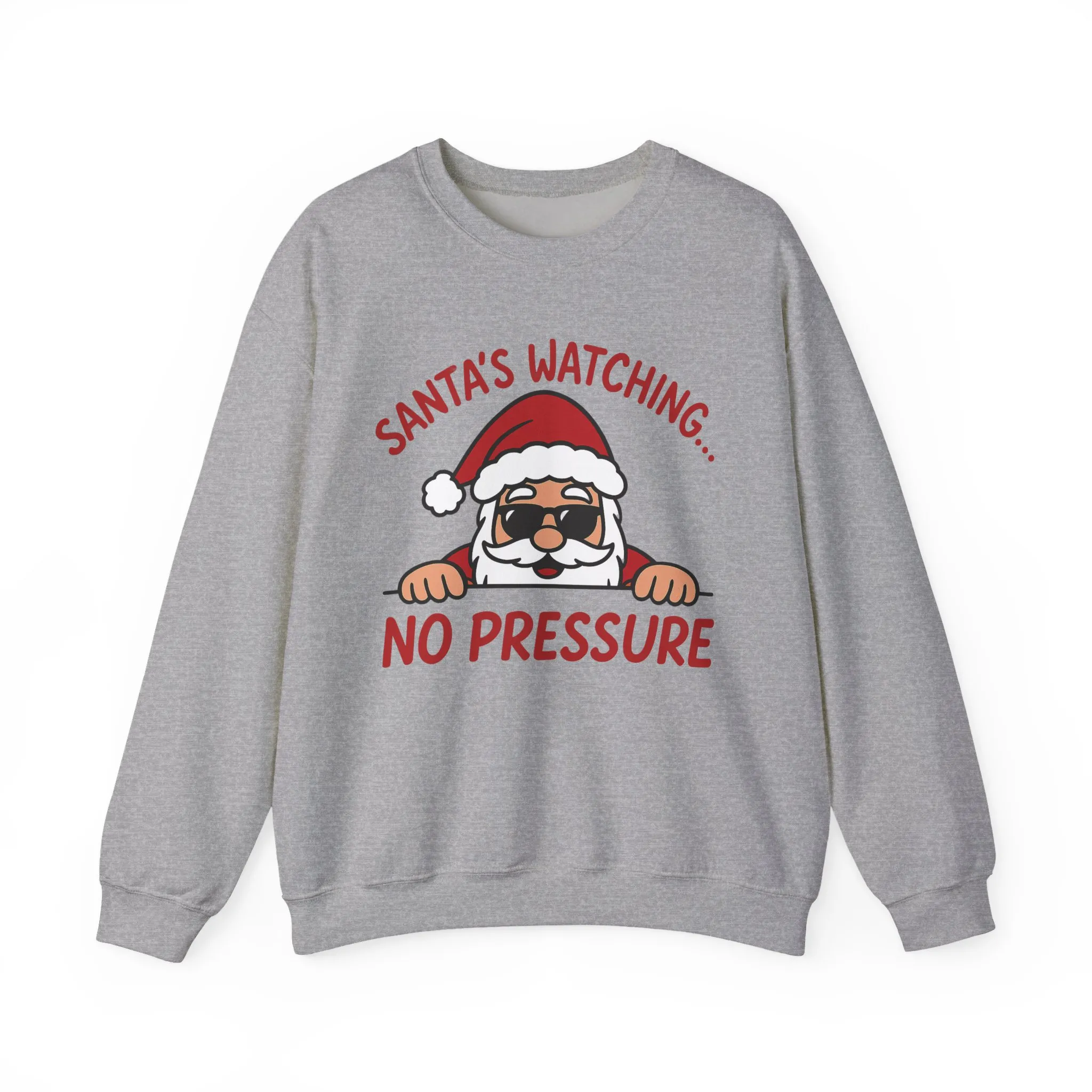 Santa's Watching No Pressure Men's Christmas Sweatshirt, Funny Holiday Jumper - Image 2