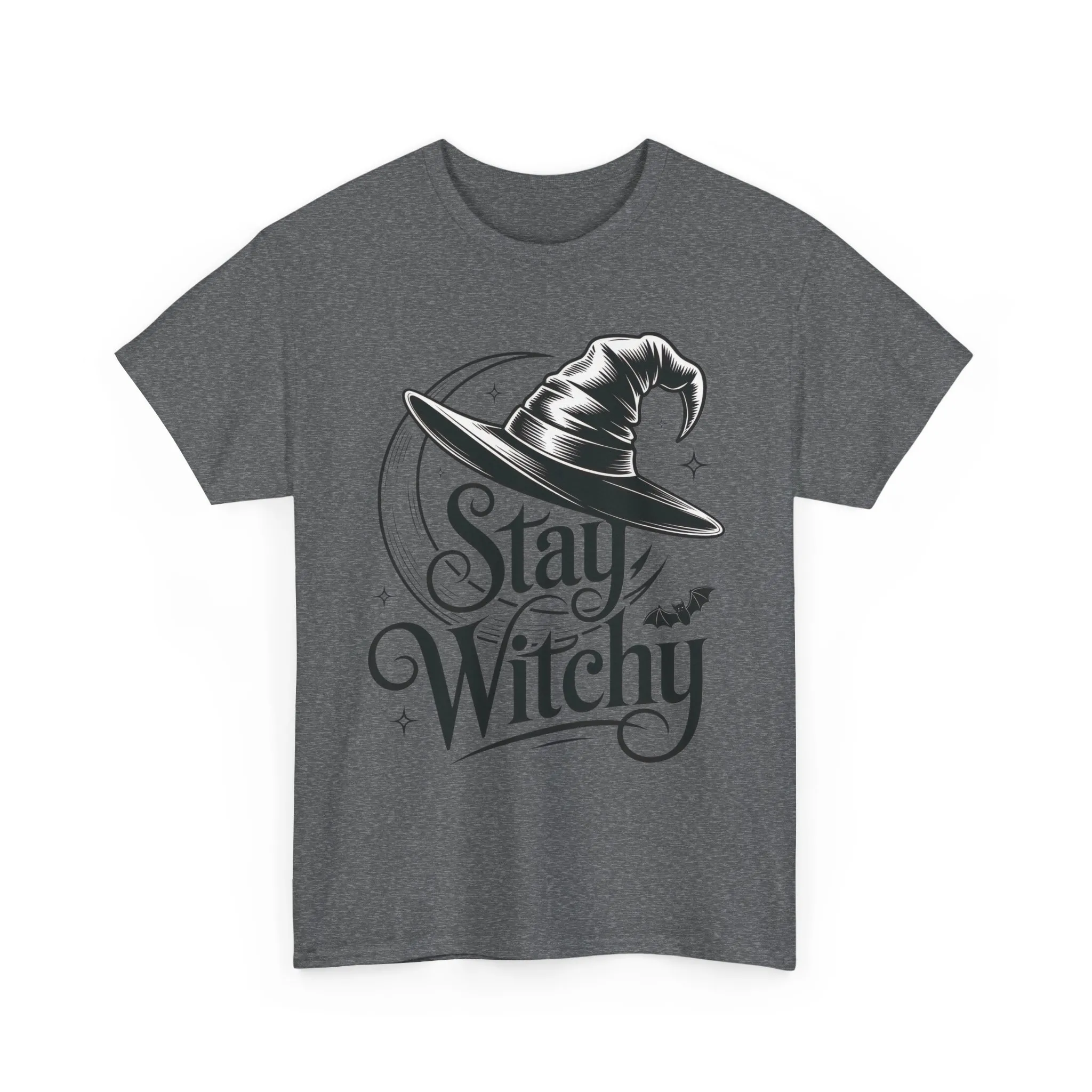 Stay Witchy Gothic Moon Witch Hat Women's T-Shirt, Minimalist Halloween Witchy Graphic Tee - Image 2