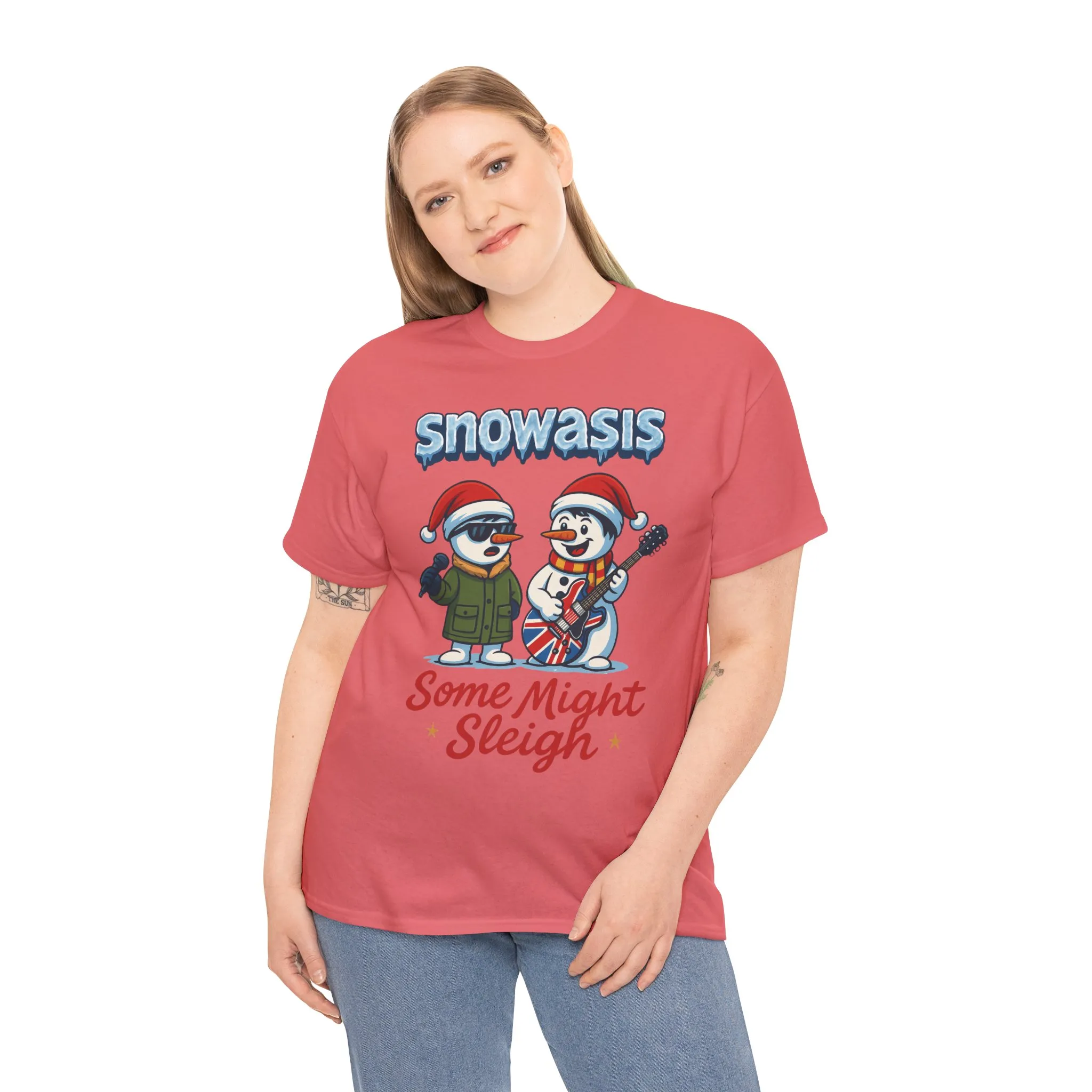 Funny Snowasis Women's Christmas T-Shirt, Retro Music Holiday Tee - Image 6