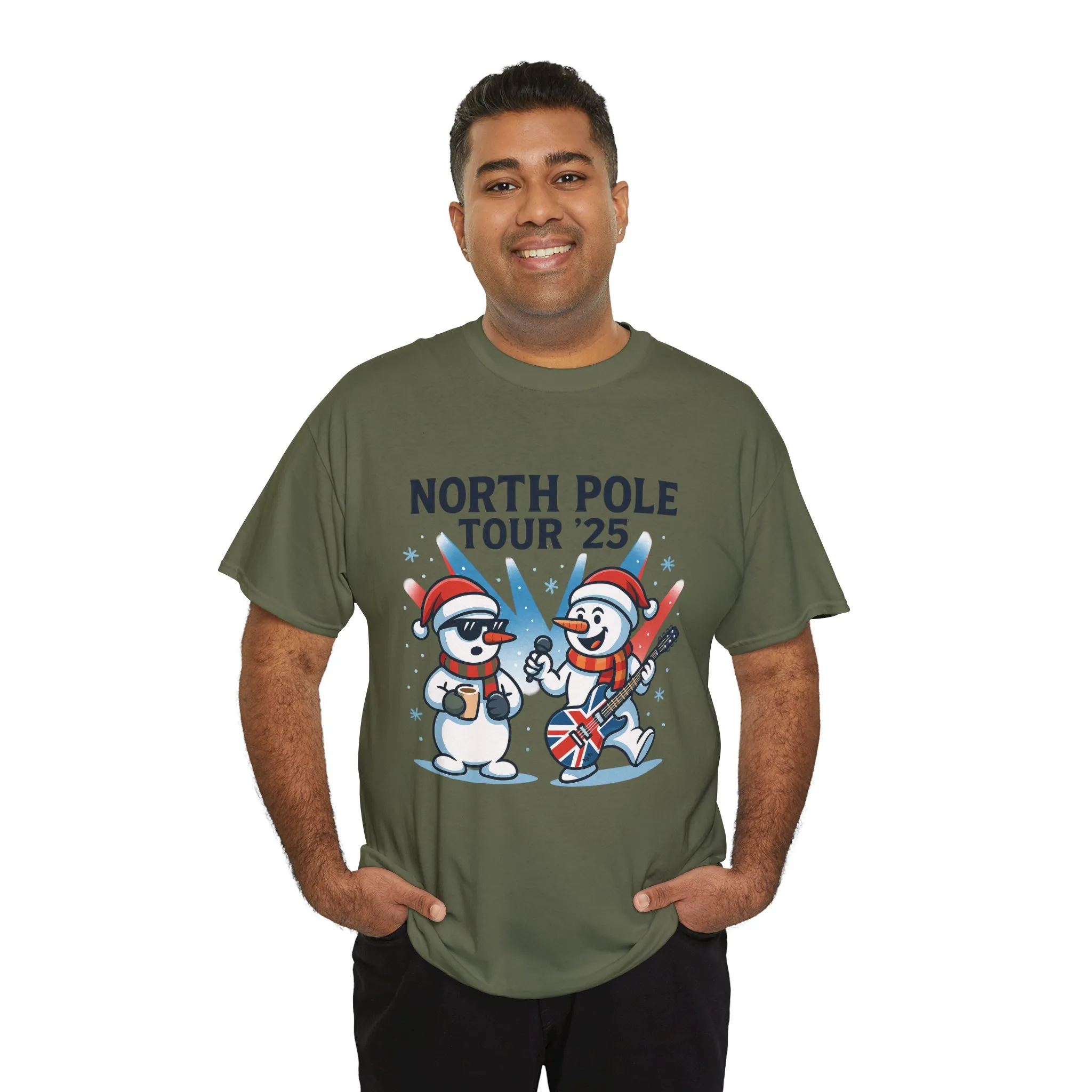 North Pole Tour 25 Men's Christmas T-Shirt, Funny Rock Music Holiday Tee - Image 9