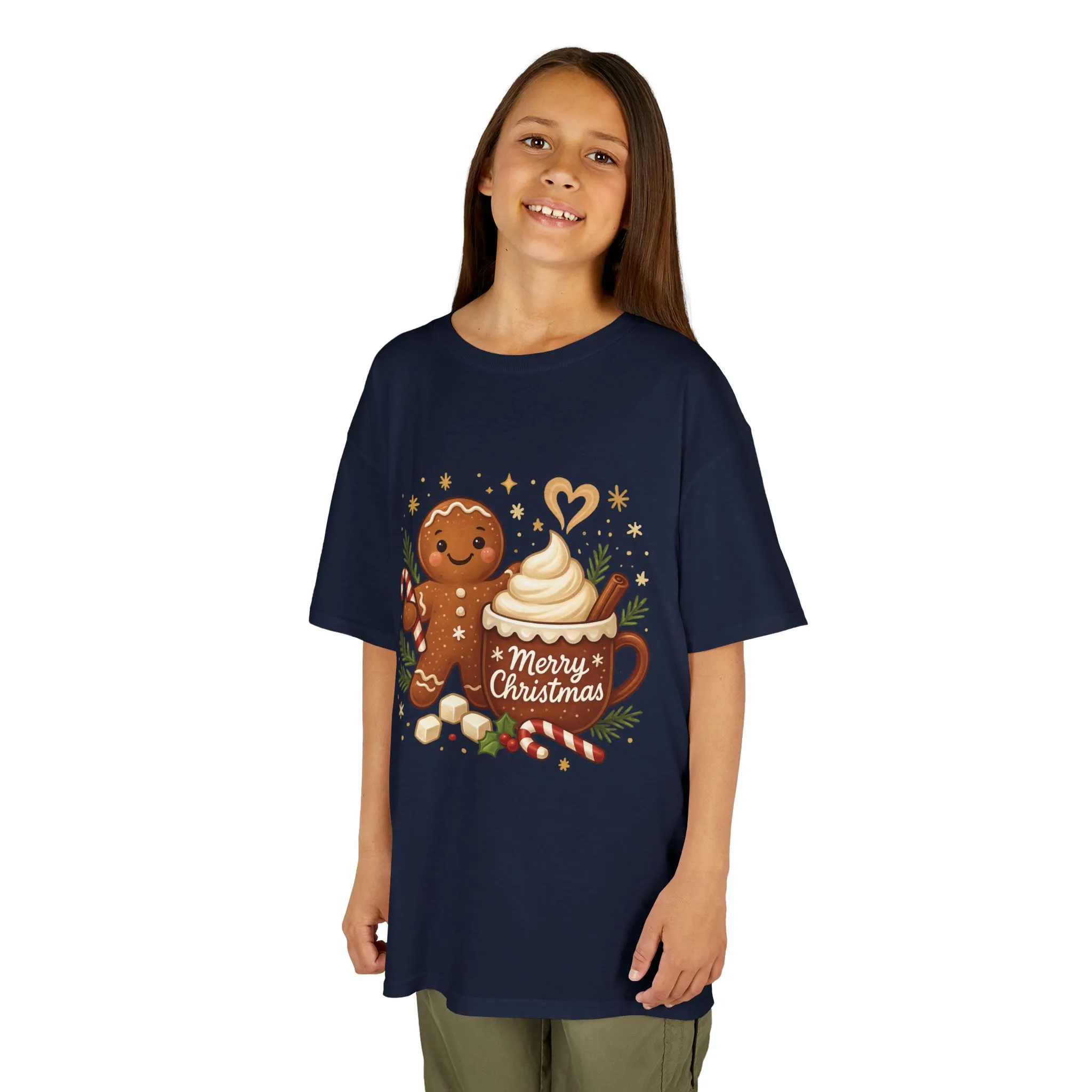 Gingerbread - Hot Cocoa Christmas Shirt for Kids, Cute Holiday Girls Tee, Kids Heavy Cotton™ Tee